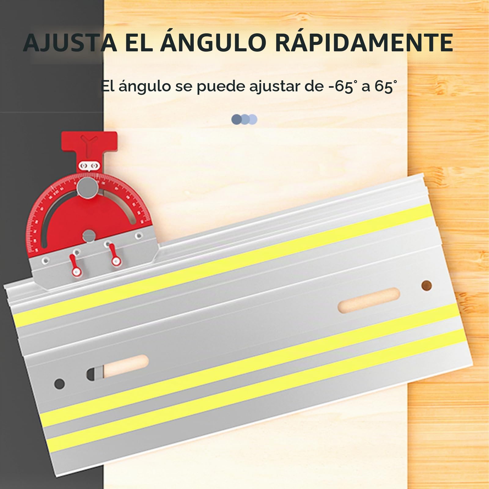Guía de Ingletes para Sierra de Mesa, Accesorios de Riel Guía de Acero Inoxidable Dispositivo Auxiliar de Guía de ángulo Recto Multiángulo de -65° a 65° para Festool Riel