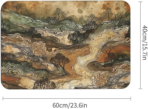 Miniatura 3 de Diatom Mud Bathroom Mat Non Slip Retro Color Pattern Printing Stone Shower Mats Ultra Thin Bath Rugs Absorbent Quick Dry 15.7x23.6 Inch for Shower