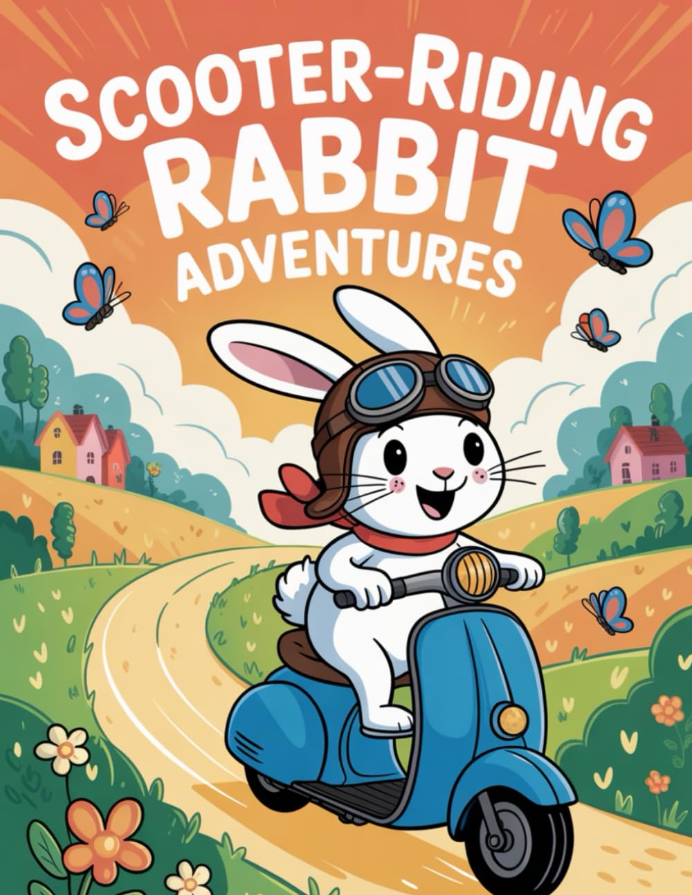 Scooter-Riding Rabbit Adventures: funny rabbit coloring book, cute animal coloring book, happy rabbit scooter coloring, coloring book for kids, ... coloring book, stress relief for adults