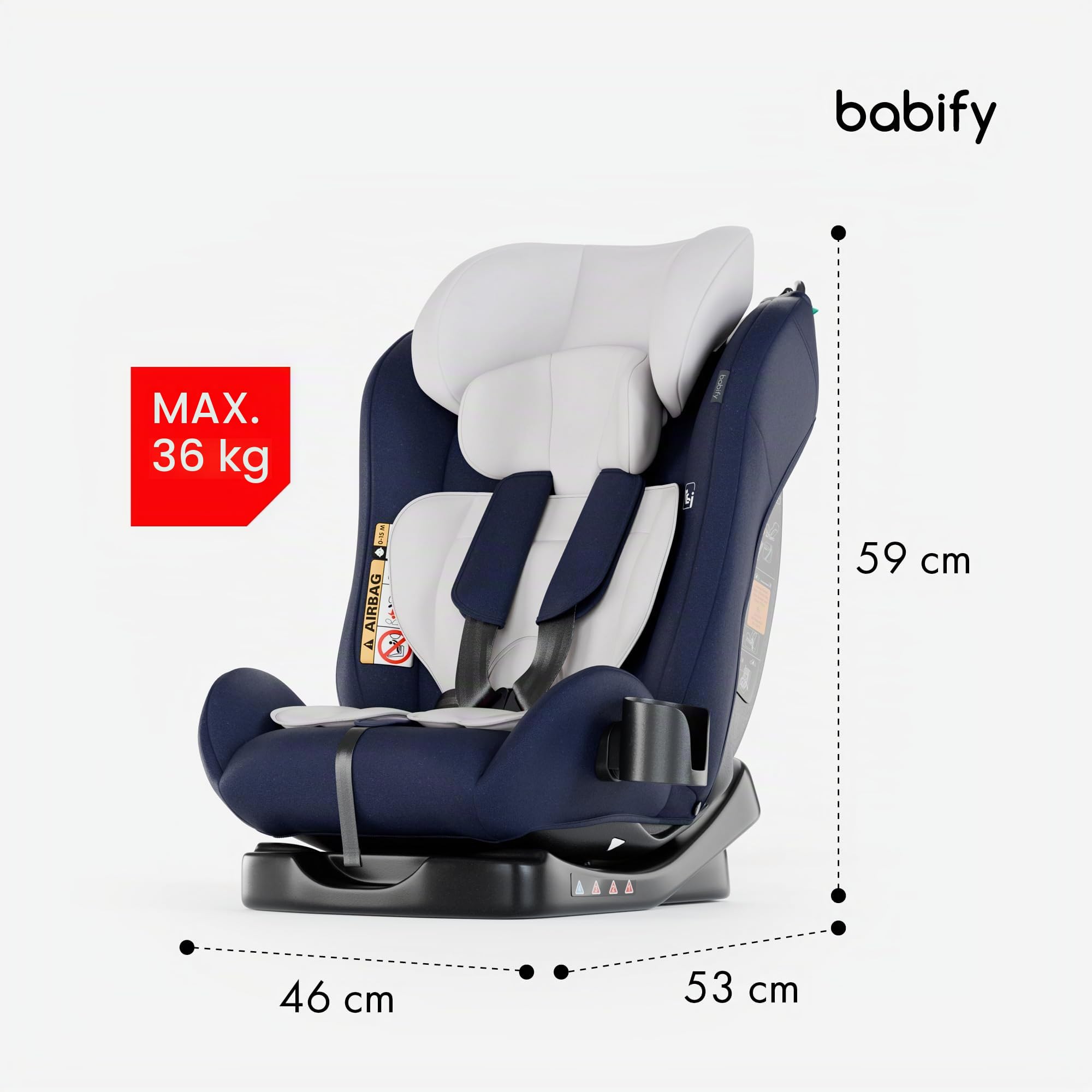 Babify Siege Auto Bebe pour Enfant de 40-150 cm, Siège Auto Bébé et Enfants 3 en 1, Sièges Auto Ergonomique, Réglable, Rehausseur Voiture Enfant, Siege Bebe de Voyage Confortable et Pratique, 5 Points