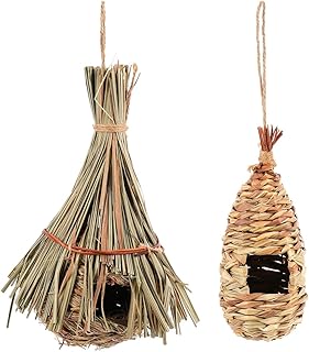 2pcs bird nest outdoor decor window bird house window trim woven birdhouse straw bird cage bird resting place Creative Birdcage Bird's Nest Decor Birdcage Pendant bird hammock pet Yardwe