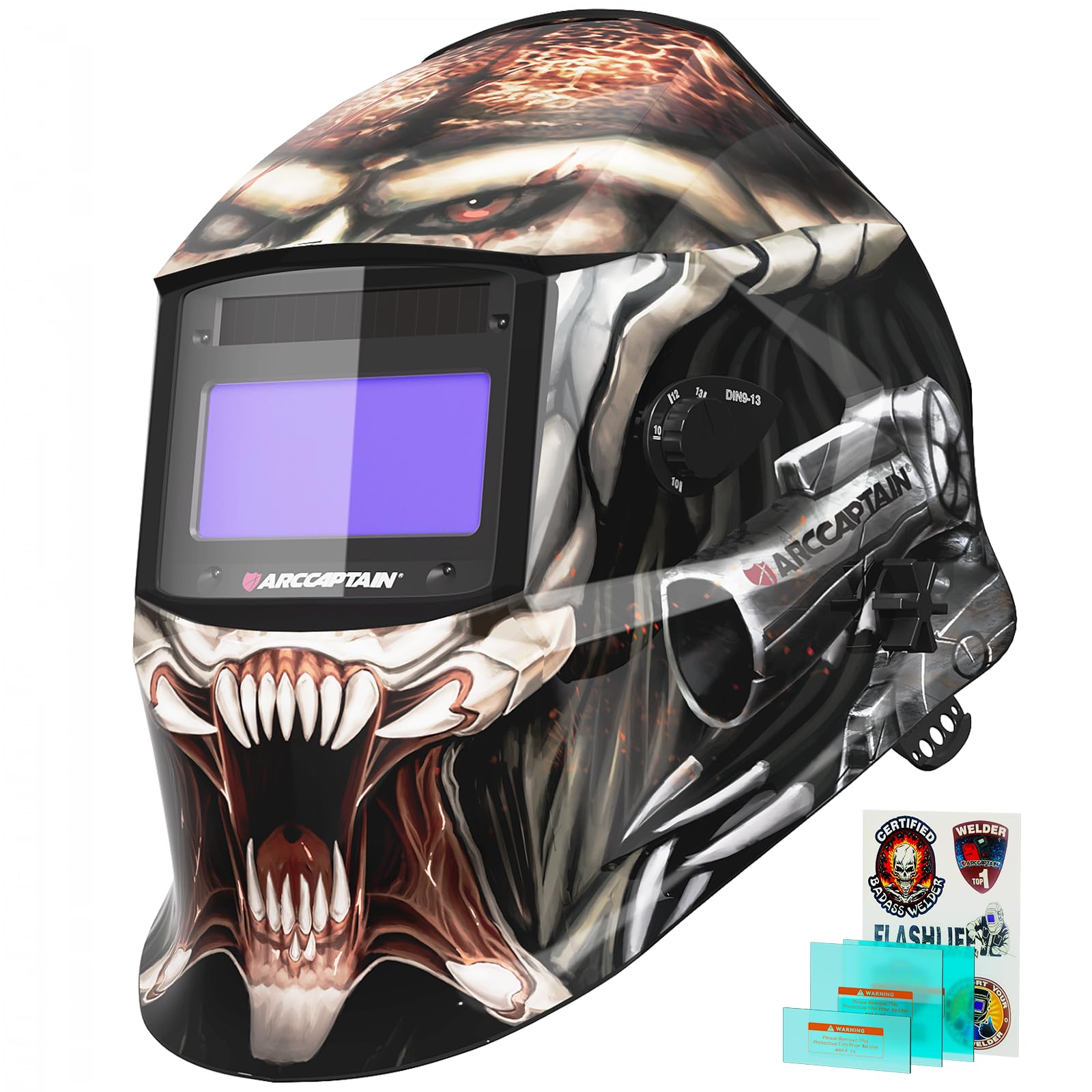 ARCCAPTAIN Masque de soudage - Assombrissement automatique - Pour TIG MIG ARC 1/1/1/1 - Clarté optique supérieure - Ultra léger - Assombrissement automatique
