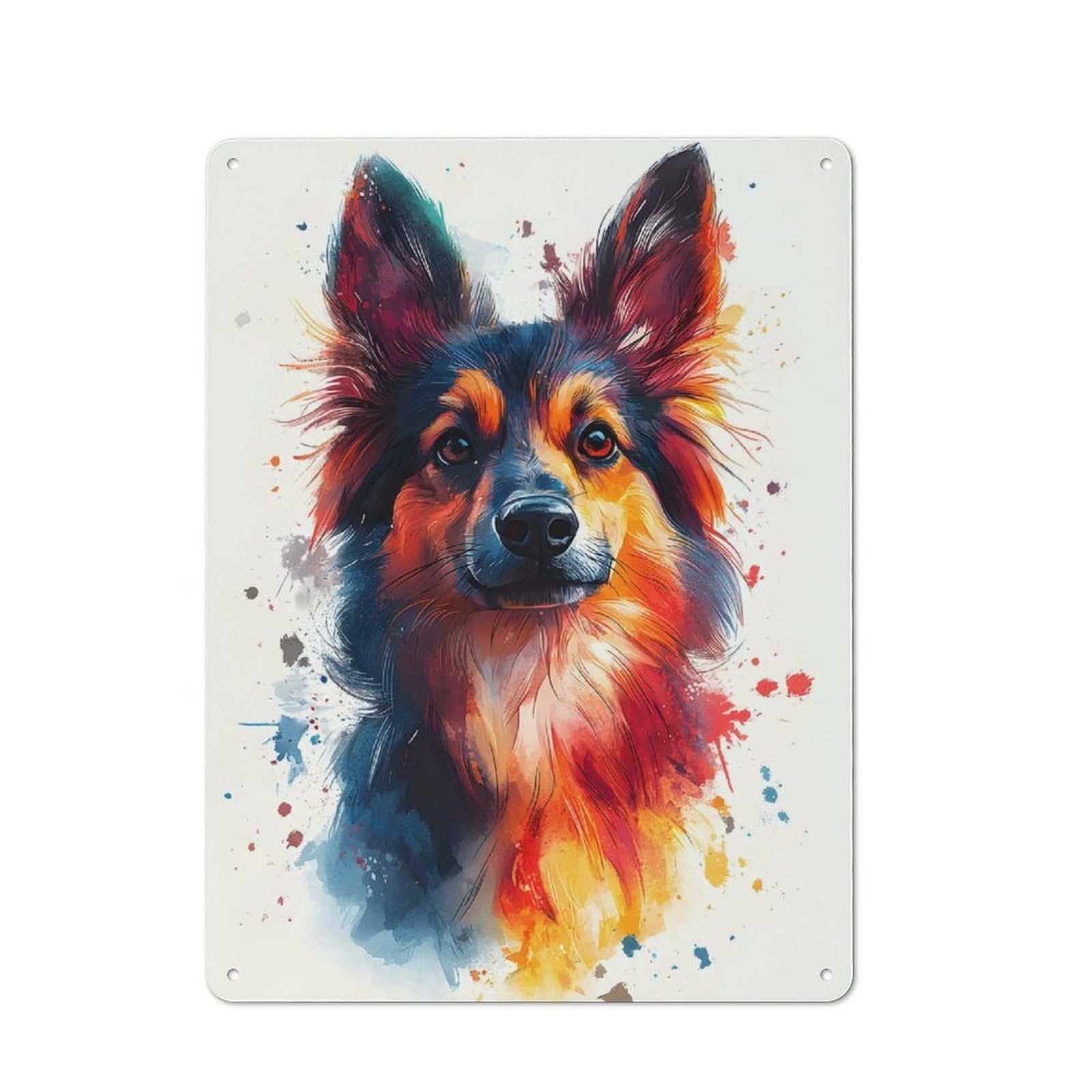 Colorful German Sheppard Portrait Industrial Metal Sign 40x30cm, Clean Industrial Loft Wall Plaque for Modern Home, Workshop, Office Or Cafe