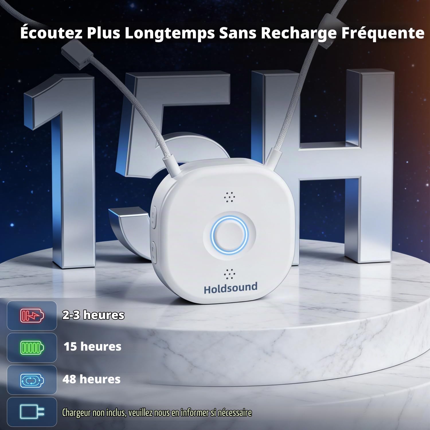 Holdsound HSD100 Casque TV sans Fil pour Personnes Âgées, Design Collier