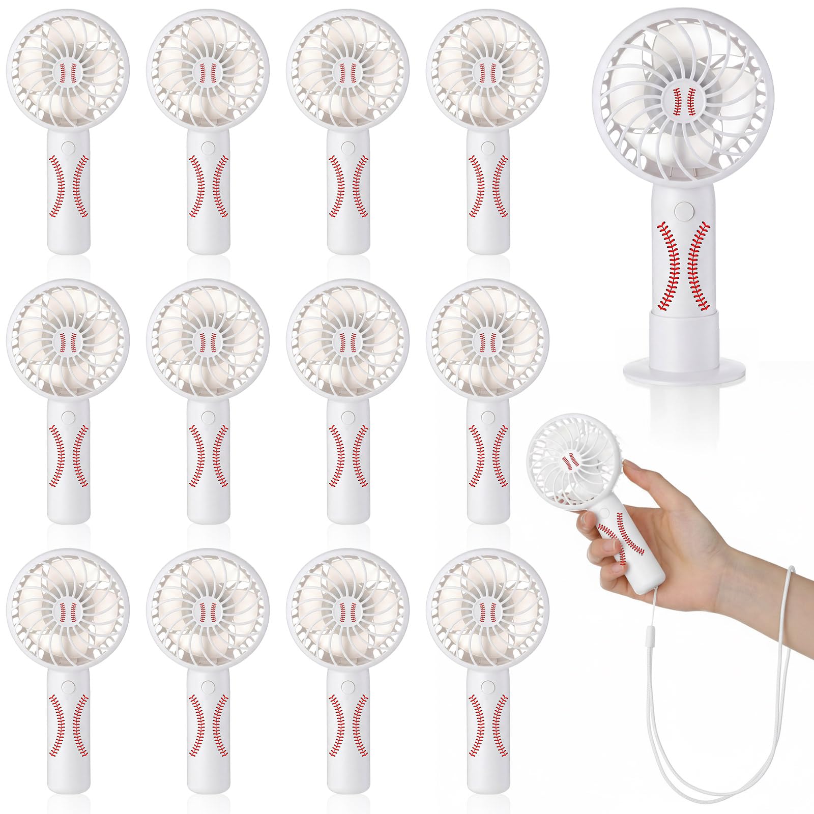 Mini ventilateur rechargeable USB de poche ventilateur de table baseball 3 vitesses lot de 12