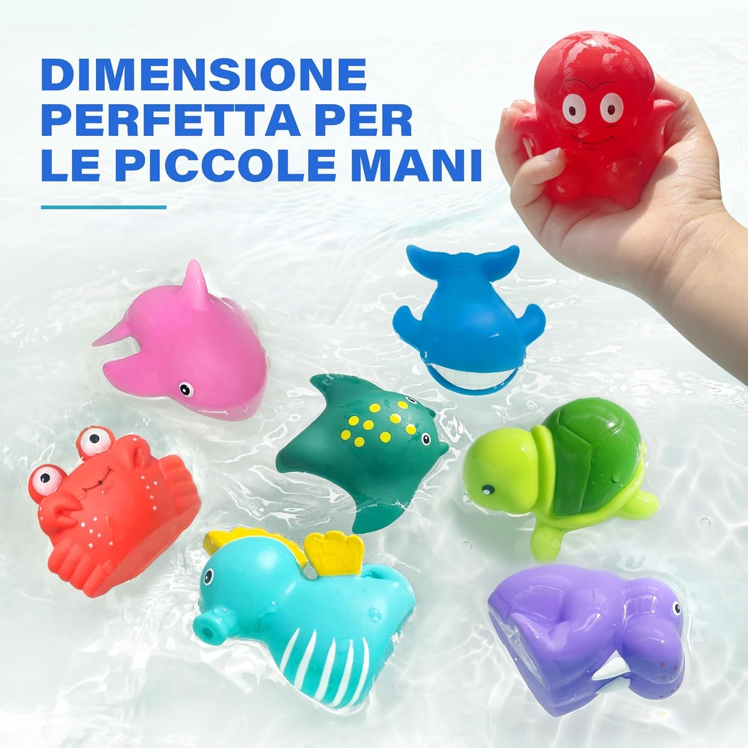 LotFancy Giochi Bagnetto Neonato, 8 Giocattoli da Bagno da 1 a 2 anni, da 3 a 4 anni, Giochi Vasca da Bagno Bambini, Giocattoli Bagnetto Neonato Antimuffa per Bambini