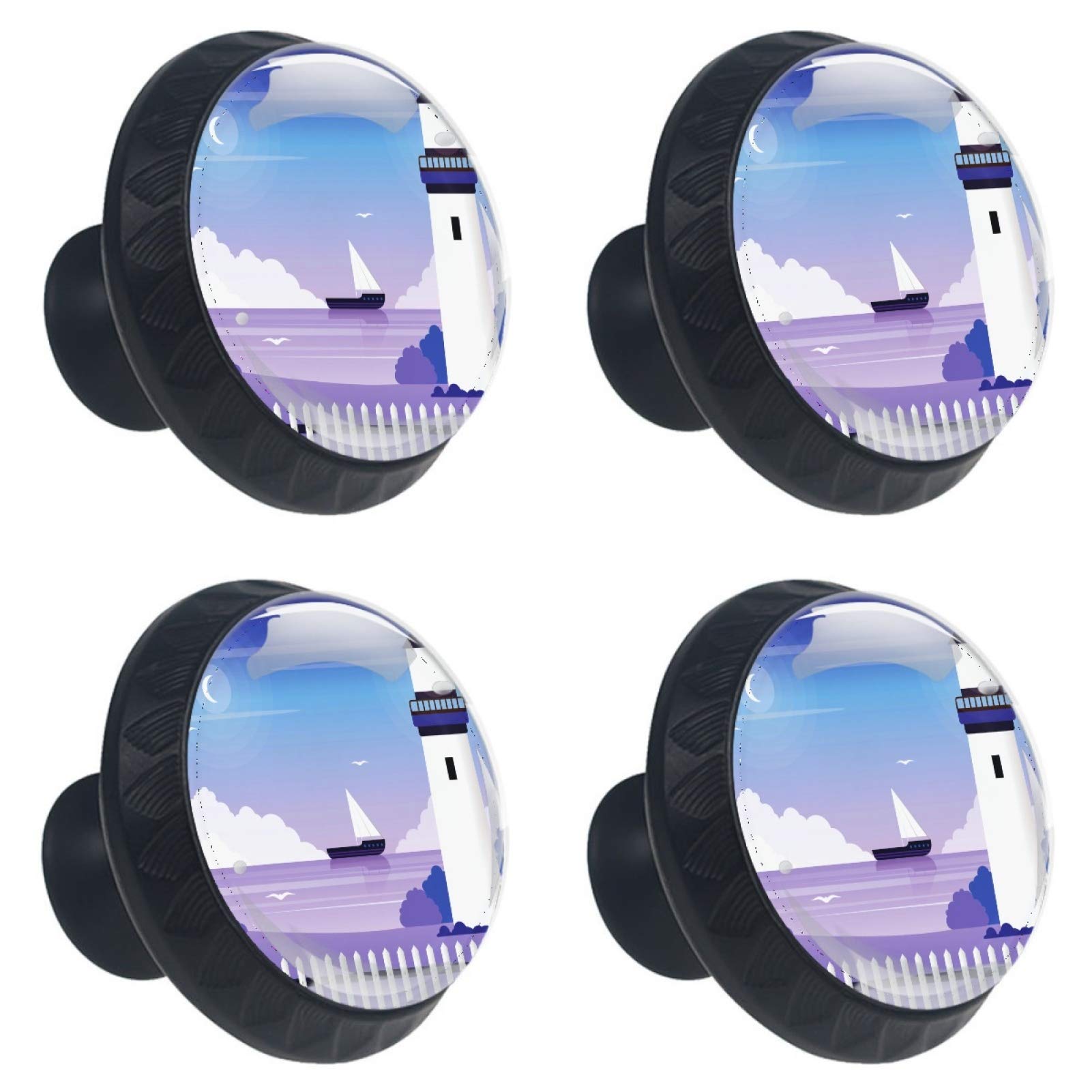 Boutons de meuble phares violets en verre de 30 mm avec finition haut de gamme éclatante