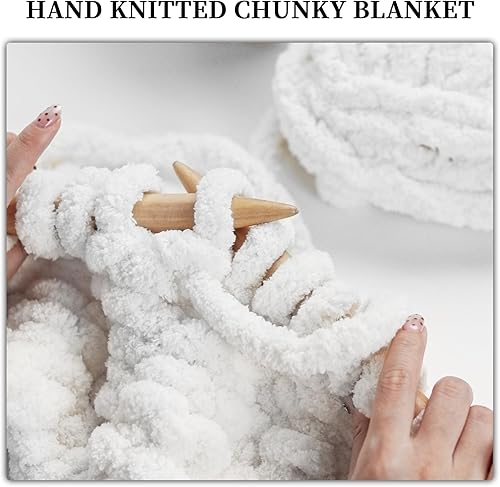 Miniatura 2 de SUNTQ Paquete de 8 hilos de felpilla gruesos para ganchillo, hilo grueso y esponjoso para tejer a mano, hilo de felpa suave para cojines, cama de