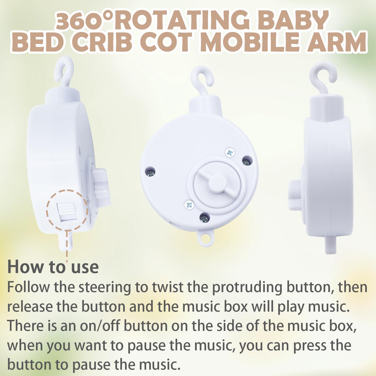 Coriver Baby Mobile Arm, Double Nut Adjustment and Fixation Cot Mobile Holder, Crib Mobile Bed Bell Frame - Image 4