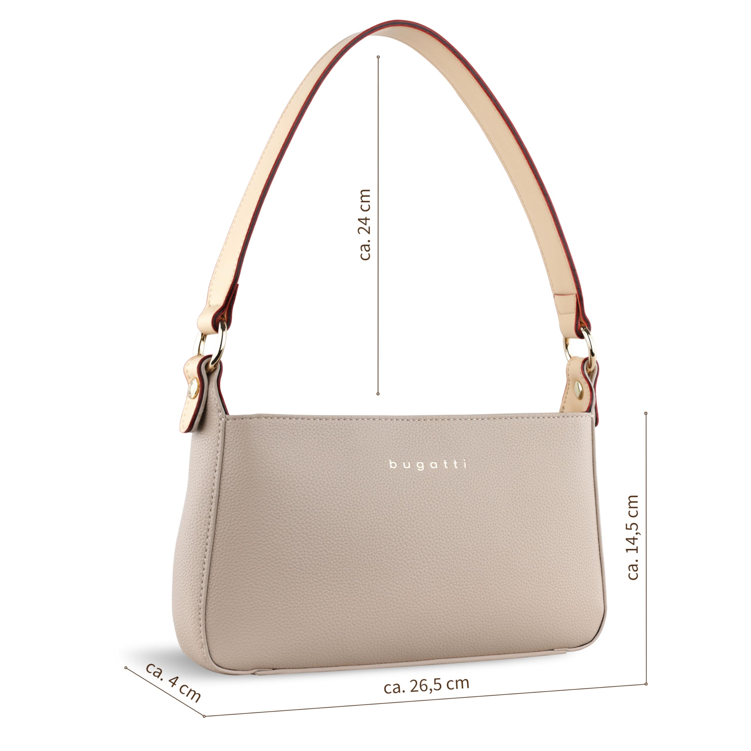 bugatti Ella kleine Damen-Umhängetasche - Kunstleder, Reißverschluss, in Beige