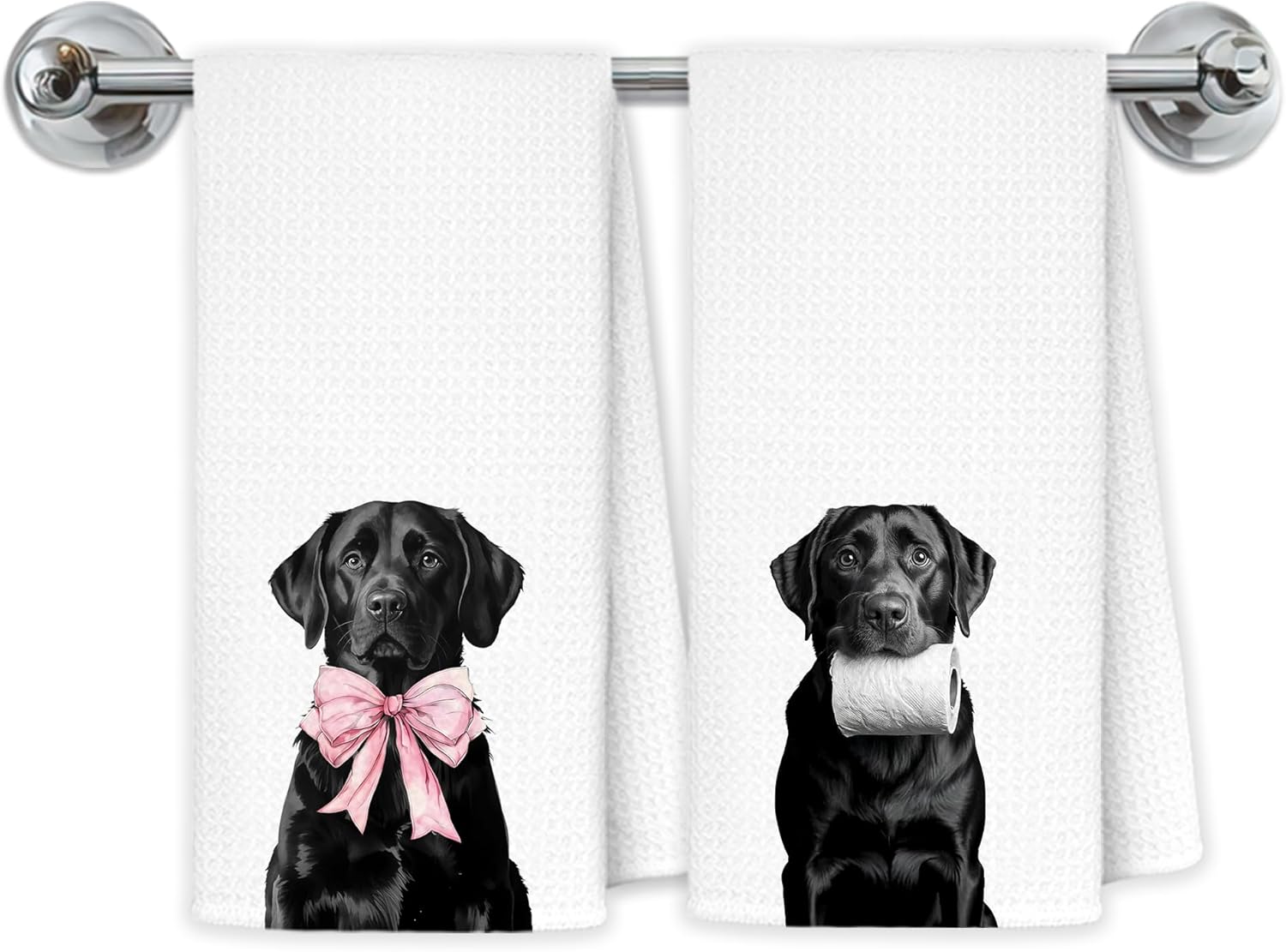 Exqcom Funny Black Labrador Retriever Bathroom Hand Towels, Black Lab Gifts, Funny Labrador Dog Hand Towels for Bath Room Washroom Spa Gym Yoga, 16x24 Inch Set of 2