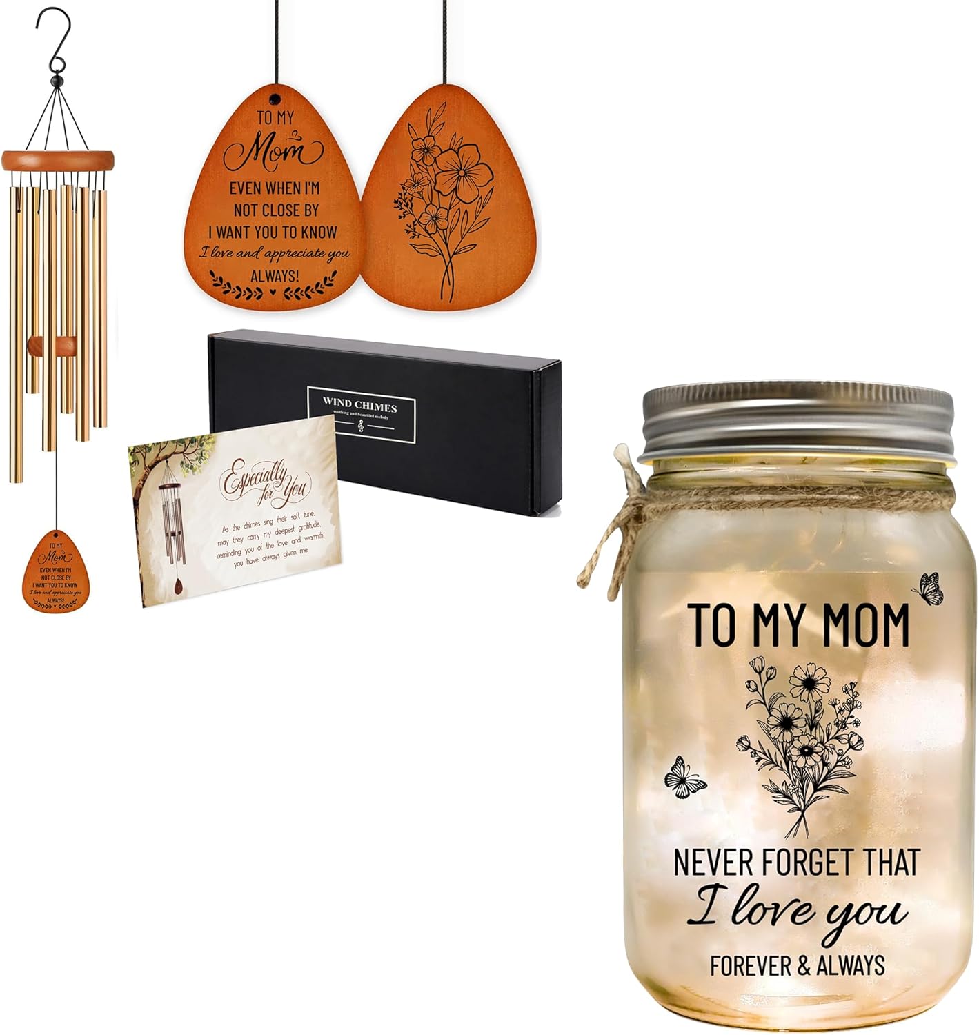 Wind Chimes for Mom Birthday - I Love You Mom Gifts for Mothers Day from Daughter, Son, Kids - Long Distance Gifts - Mothers Day Wind Chime for Mom - Patio, Garden Decor - Large Wind Chimes 28 inches