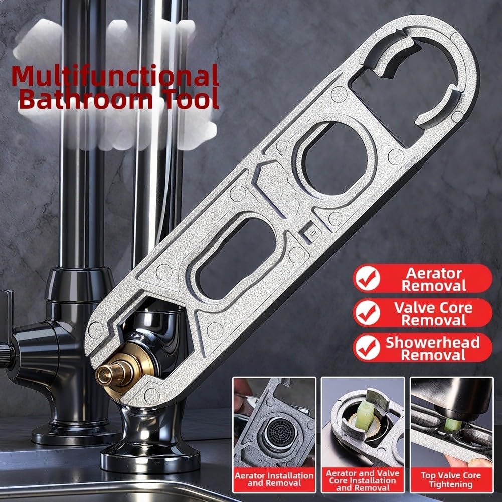 Chiave Multiuso 16-in-1 Per Rubinetti E Docce – In Lega Di Alluminio, Prese Da 6 A 46 Mm, Compatta 18 Cm