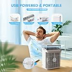 Mini Air Conditionneur, 4-in-1 portatif Air Conditionneur avec 1000ML Réservoir d'eau Petit AC Unité Air Refroidissement USB Ventilateur de refroidissement par évaporation alimenté avec 2/4/8H Minuterie & Lumière pour la chambre à coucher du bureau
