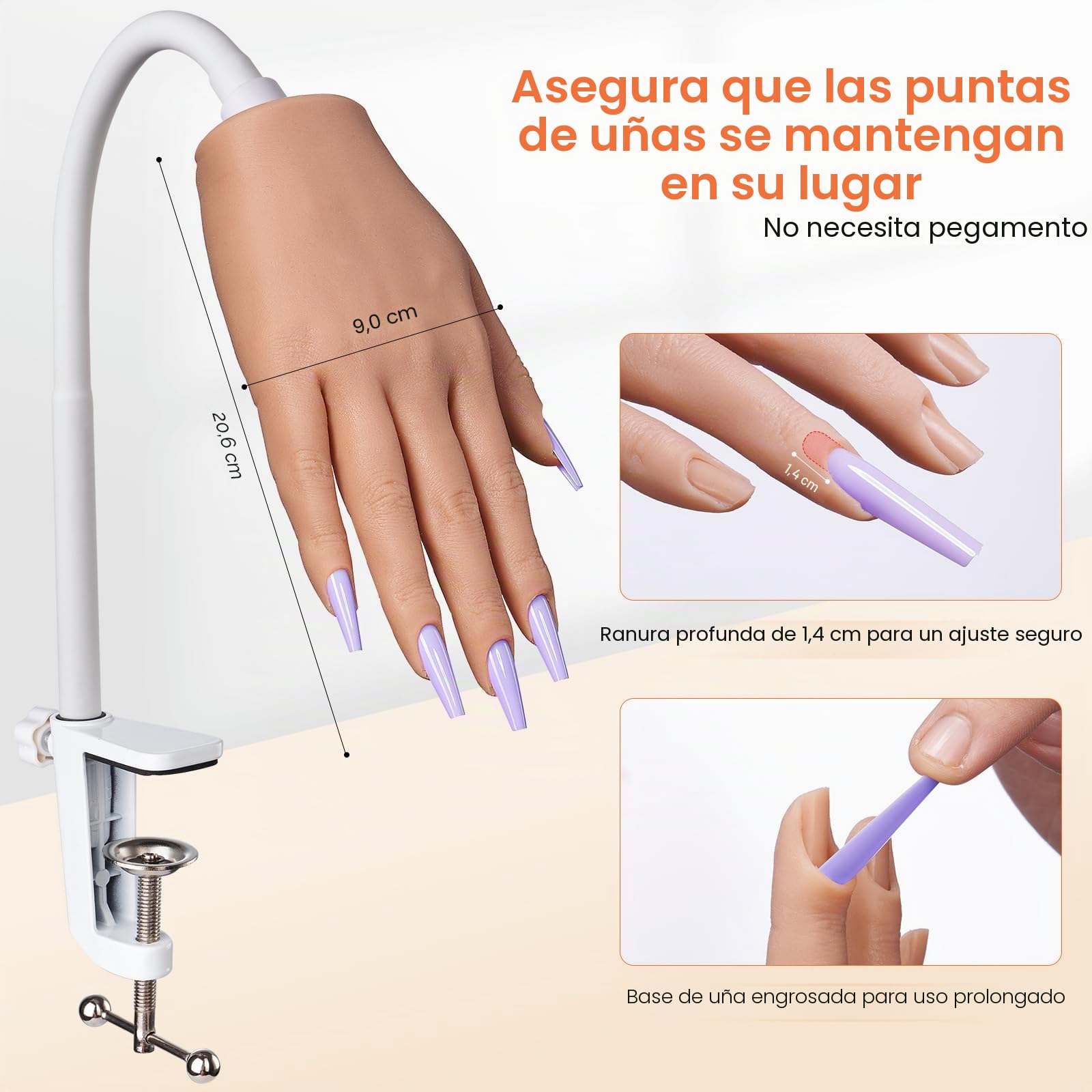 Deciniee Mano para Practicar Uñas: Silicona Mano de Practicas de Uñas Con 240 Puntas De Uñas/5PCS Set de Nail Art Cepillo/Archivo De Uñas – Manicura De Uñas