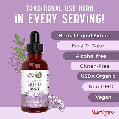 Miniatura 7 de Raíz de valeriana de MaryRuth's | Suministro de 2 meses | Sin azúcar | Gotas de raíz de valeriana orgánica USDA | Apoya el sueño, la calma y el