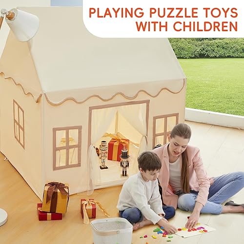 Miniatura 6 de RongFa Playhouse - Tienda de campaña para niños, portátil con alfombrilla acolchada, luces de estrella, bolsa de transporte, tienda de campaña para