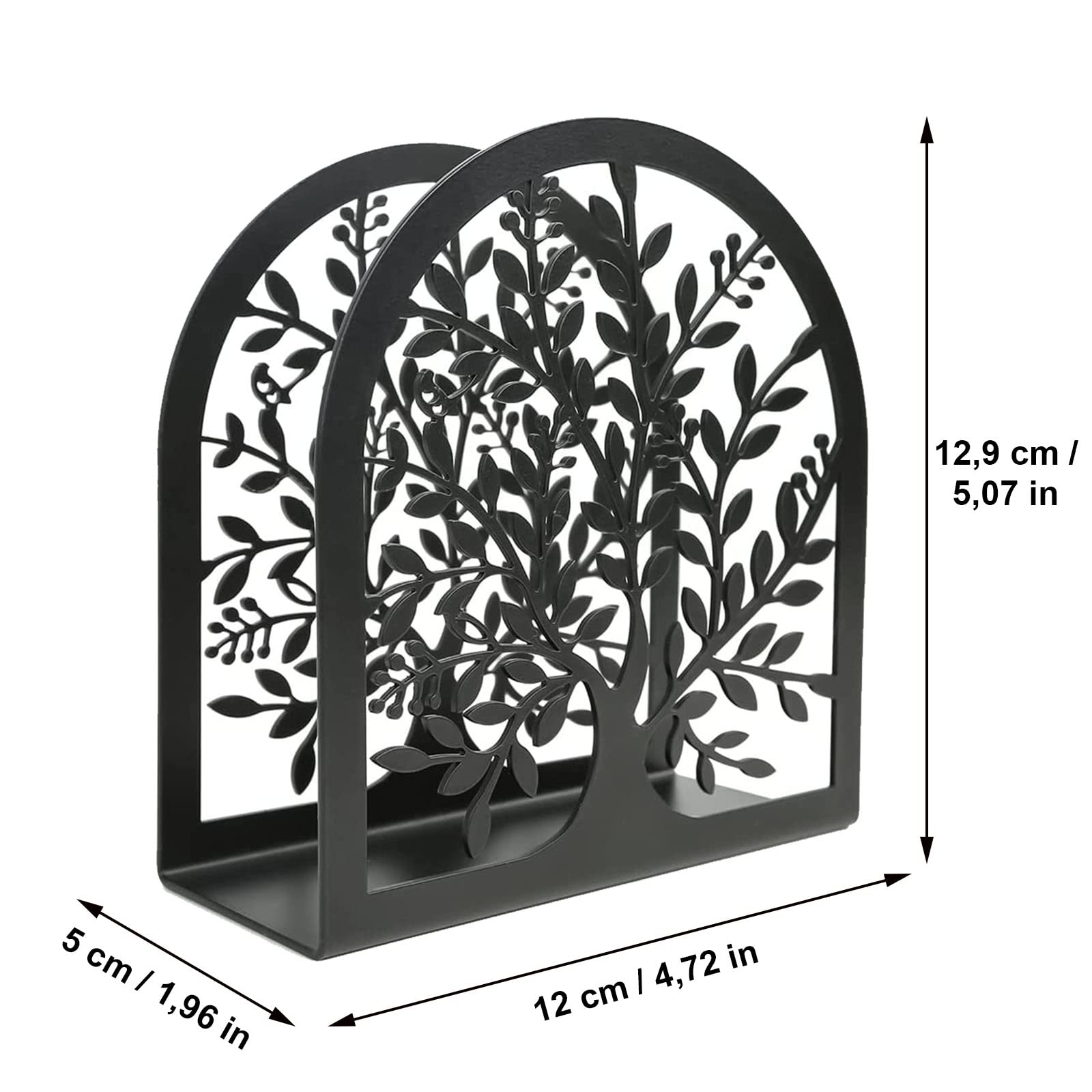 Porte-serviettes Distributeur En Métal Noir - Motif Feuille - Pour Cuisine, Bar, Restaurant
