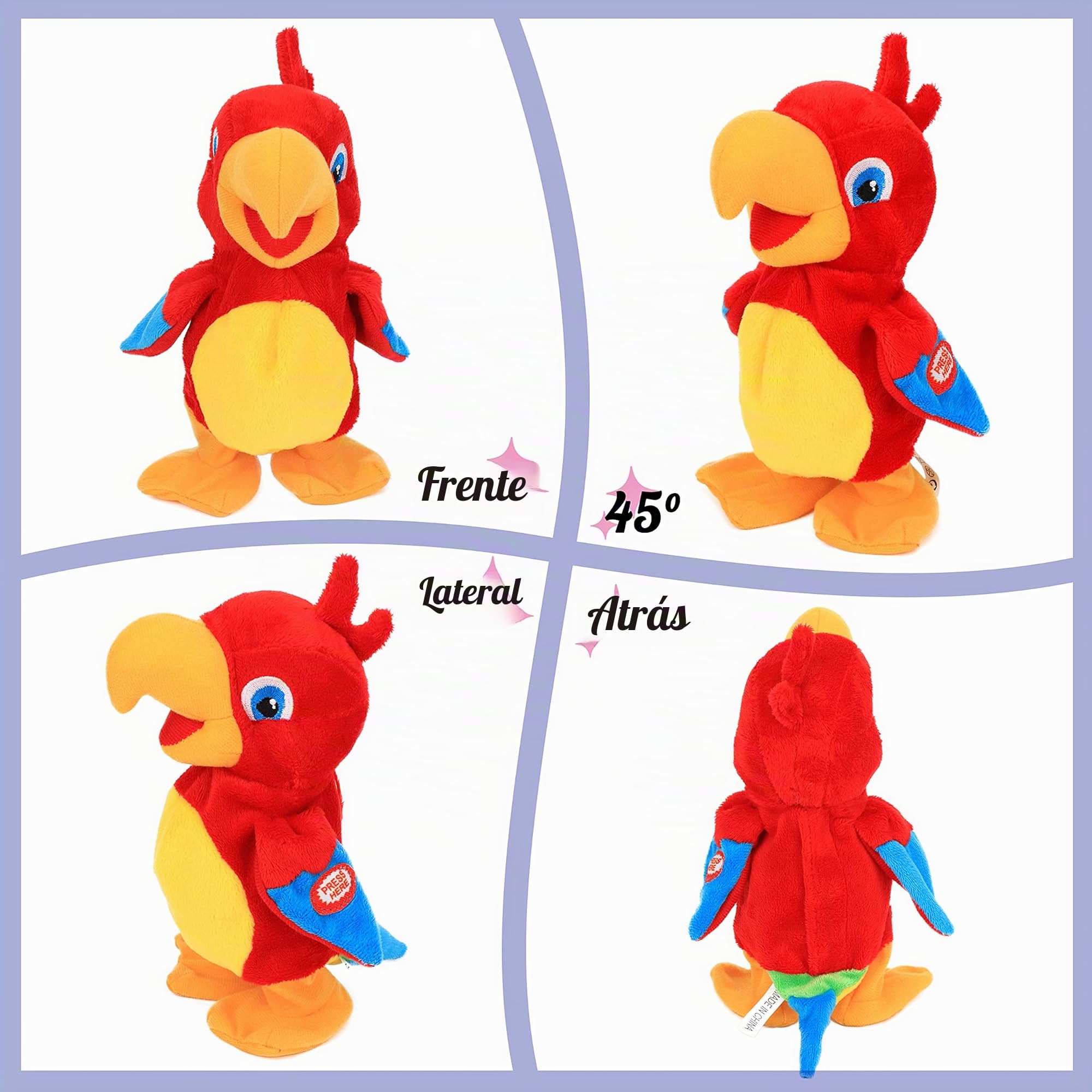 Hopearl loro parlante repite lo dicho constantemente, juguete eléctrico interactivo animado, juguete de peluche parlante, fiesta de cumpleaños para niños pequeños, 20 cm