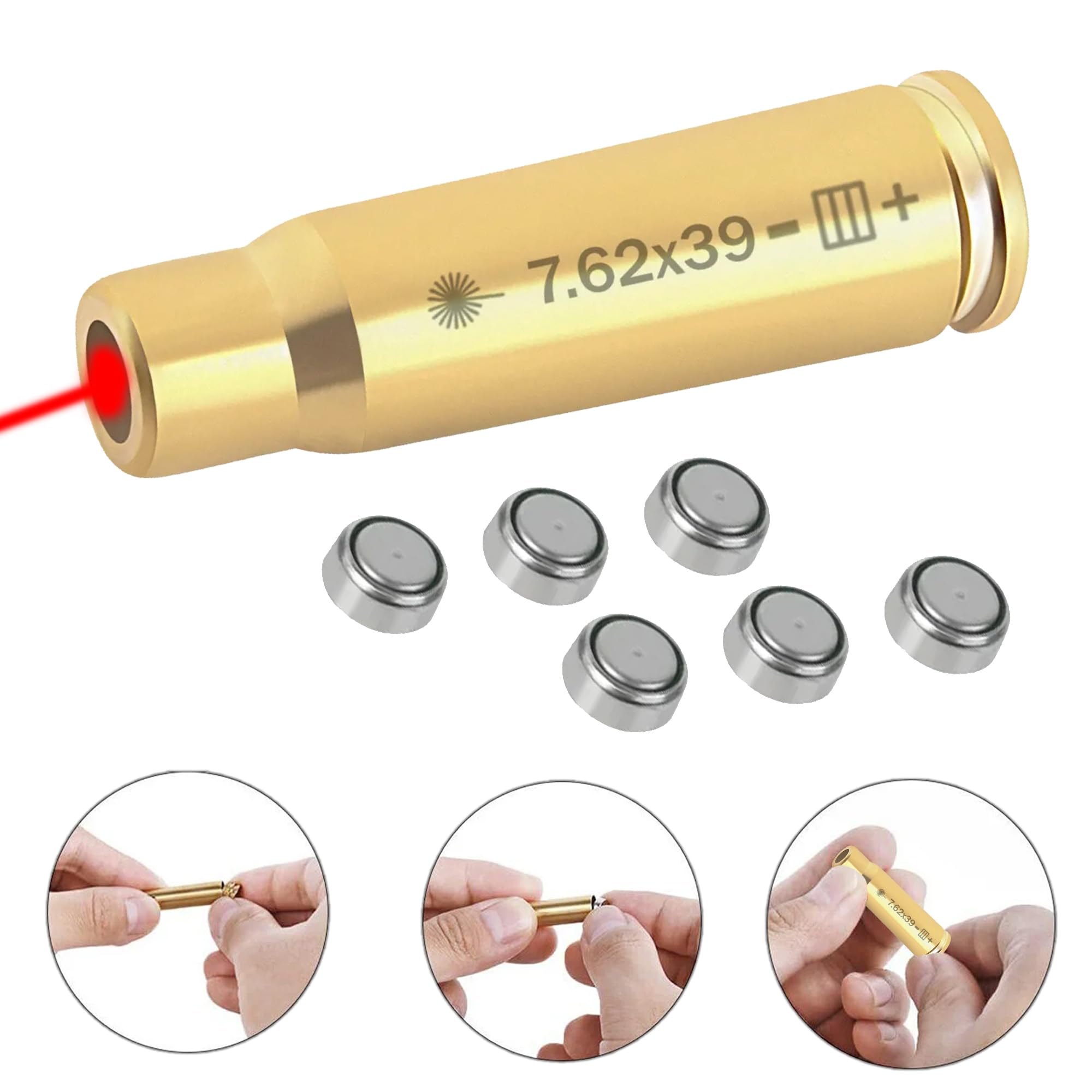 Red Dot 7.62×39 Laser Bore Sighter Boresight Sighting Caliber for Hunting (7.62×39 Laser Bore Sighter)