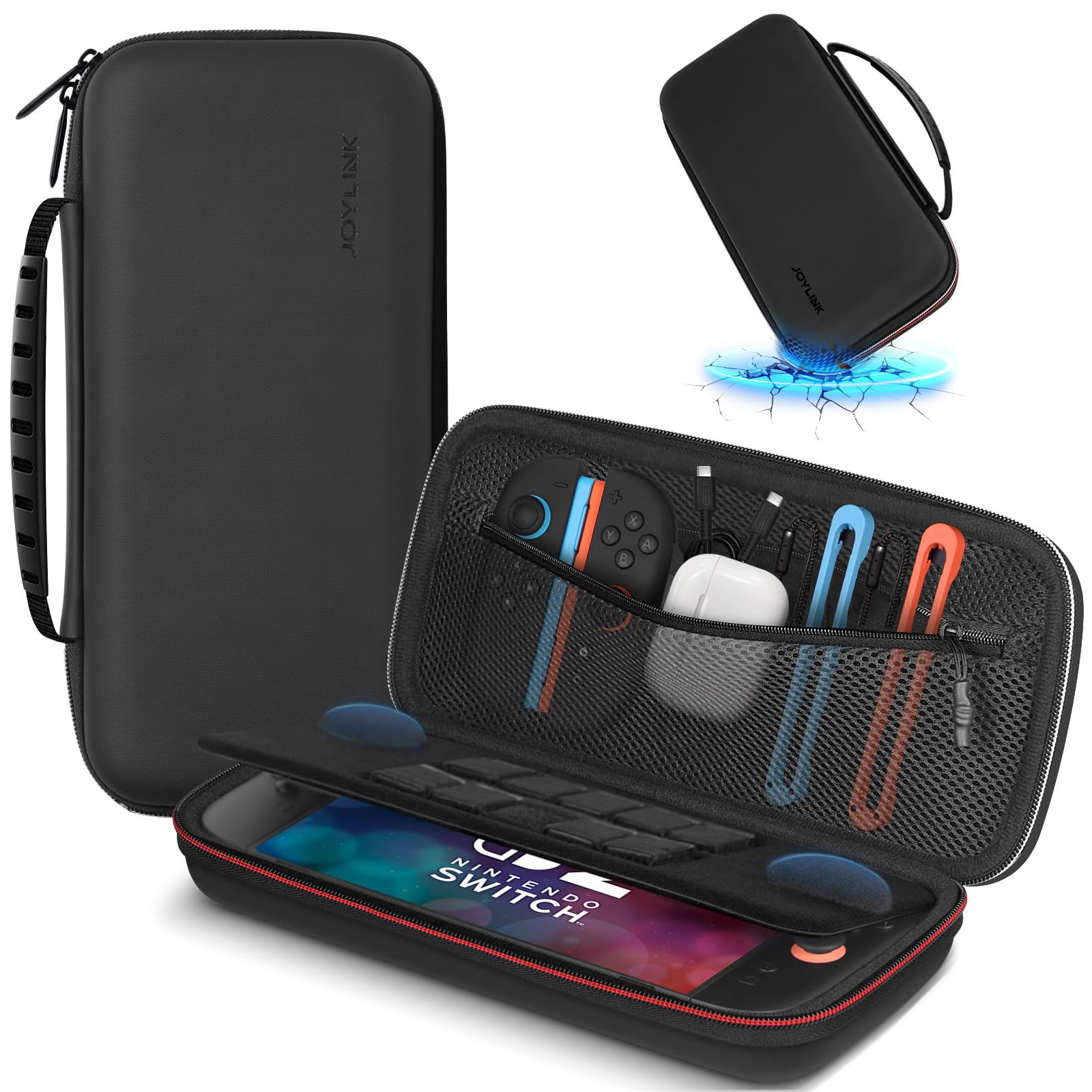 JOYLINK Carrying Case for Nintendo Switch 2, Portable Travel Case | Compatible with Switch 2/1/OLED(Dual EVA), Joystick Protection, Game Cards Slots & Zipper Mesh Pocket for Console Accessories