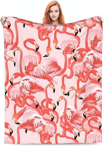 Miniatura 1 de Manta de flamenco rosa, regalos para adultos y mujeres, para sala de estar, ropa de cama, sofá, suave, cálida, ligera, acogedora, manta de animales