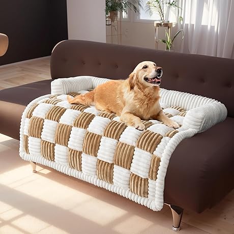 LiveGo Fuzzy Pet Couch Cover for Sofa, Plush Dog Mat for Furniture Protector