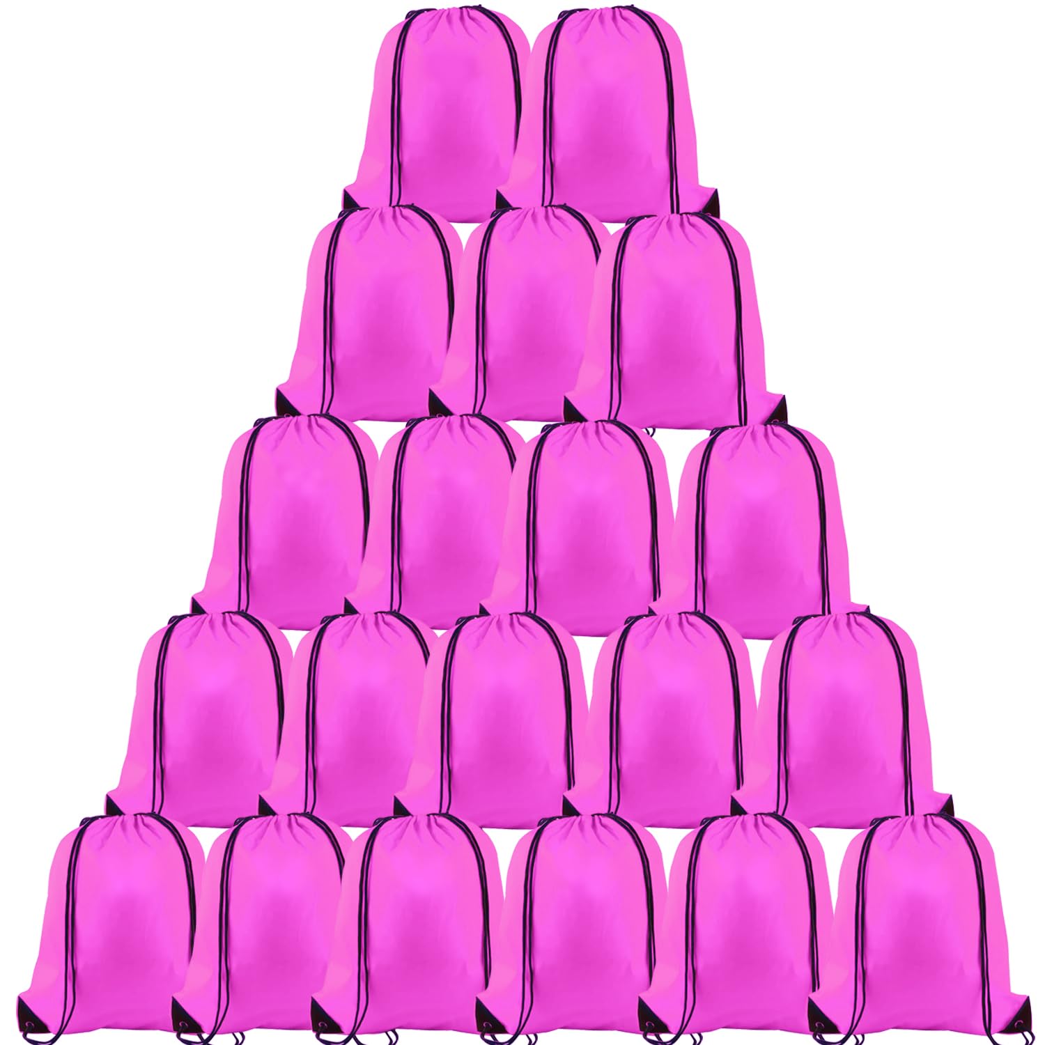 LOSYHU 20 Pack Drawstring Bags String Backpack Bulk Sack Cinch Bag Drawstring Backpack Bag Sport String Gift Bags for Gym Traveling,Pink