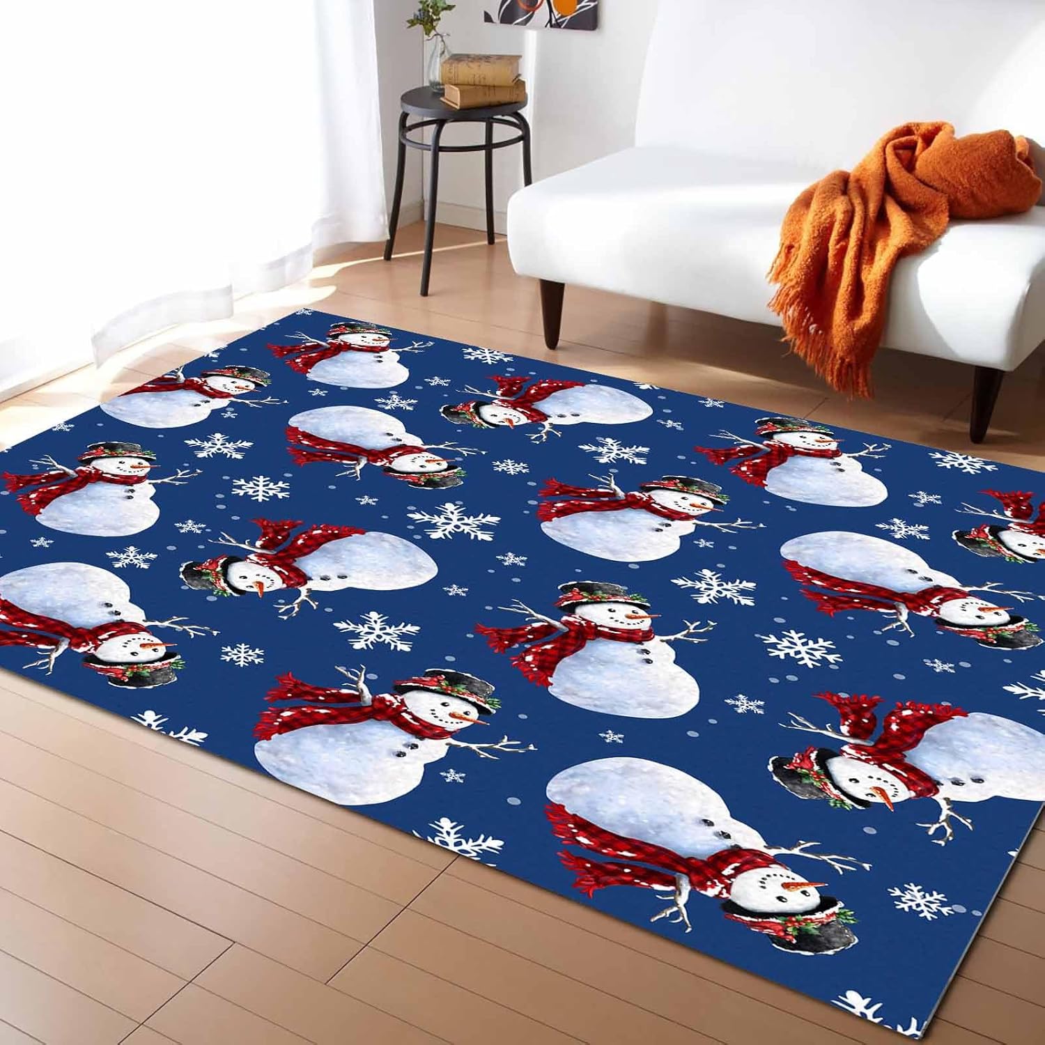 DecorLovee Navy Blue Christmas Indoor Outdoor Area Rug