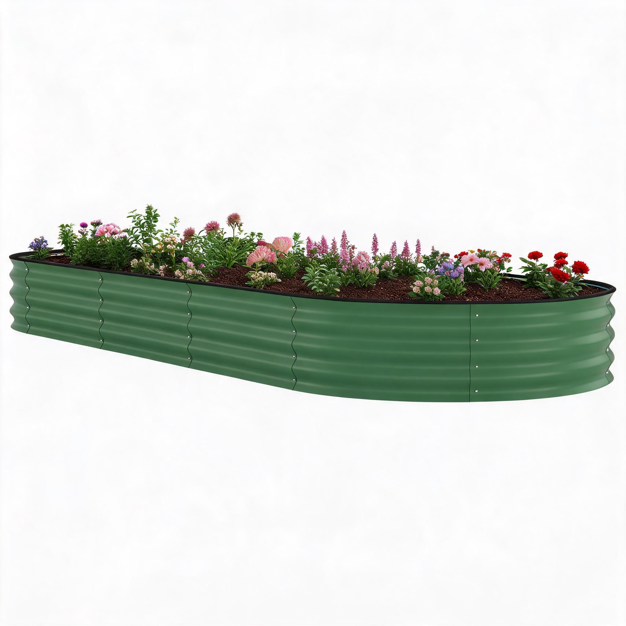 Cachpib Raised Garden Bed, Galvanized Steel Outdoor Planter Box, Bottomless Raised Bed for Growing Outdoor Plants, Vegetables, Flowers and Herbs
