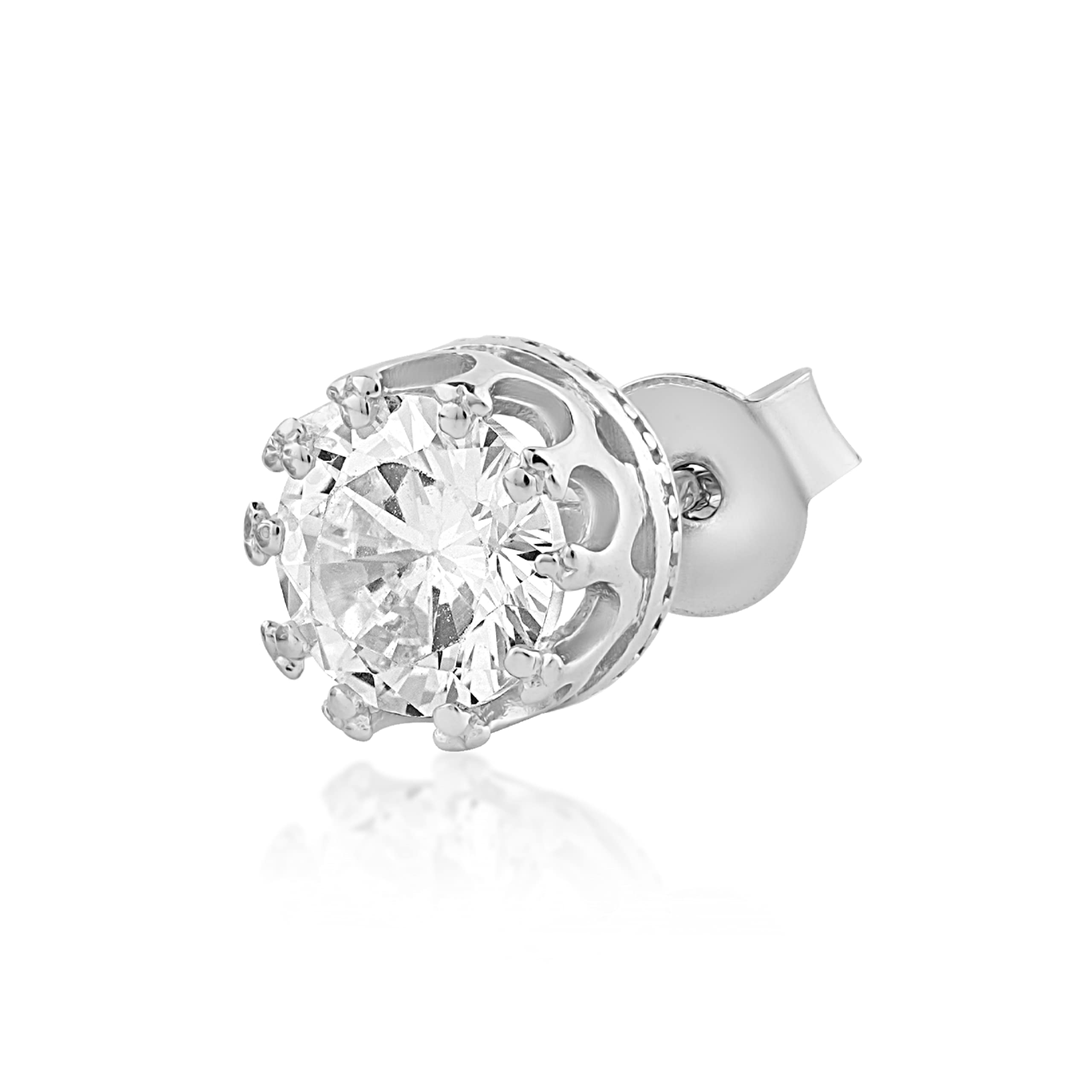 Zevar Amaze Royal Round Crown White, Small 925 Pure Sterling Silver Earring for Men,Pierced, Boys Stud With Authenticity Certi.Single Piece (B0BRG6ZV9Y) Amazon Price History, Amazon Price Tracker