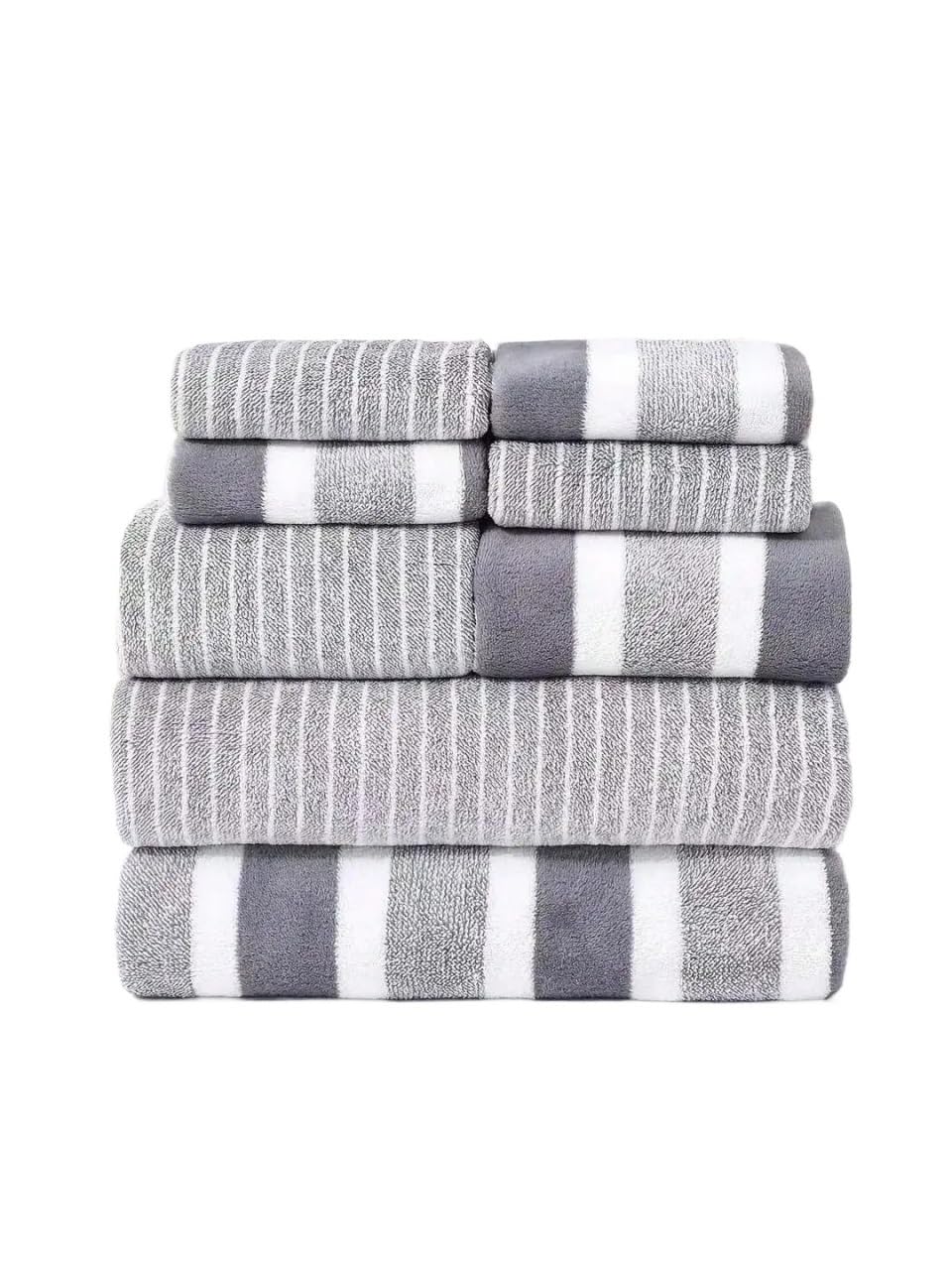 ZYAYNG Microfiber Towel Set - Includes 2 Bath Towels, Hand, And 4 Face Towels; Quick-drying And Absorbent For Bathroom(Grey)