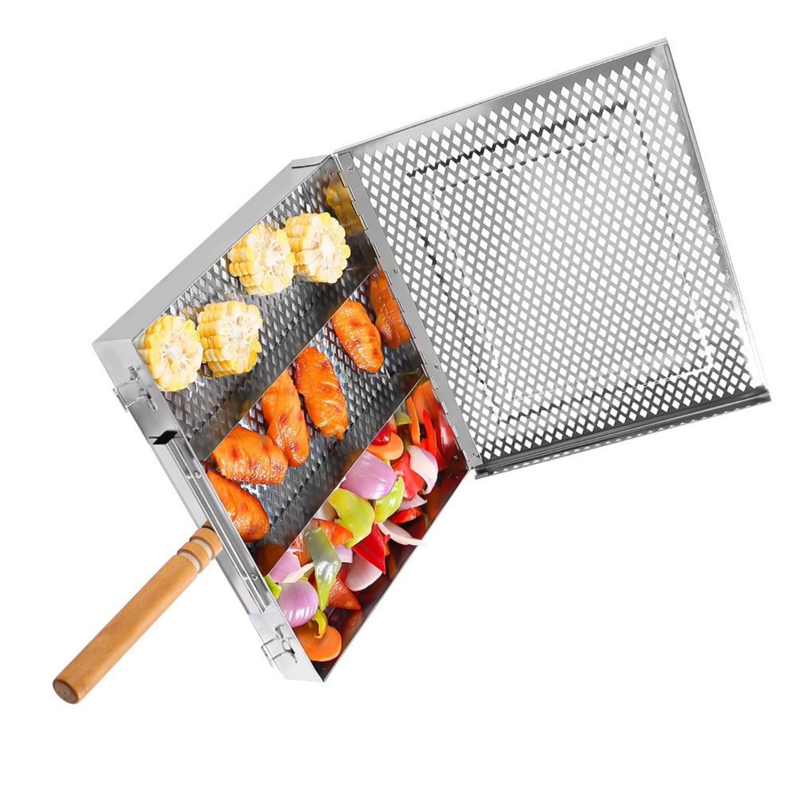 Parrilla rectangular antideslizante, utensilios de barbacoa para pescado, carne, verduras, fácil de limpiar, accesorios de barbacoa, bandeja rectangular para barbacoa