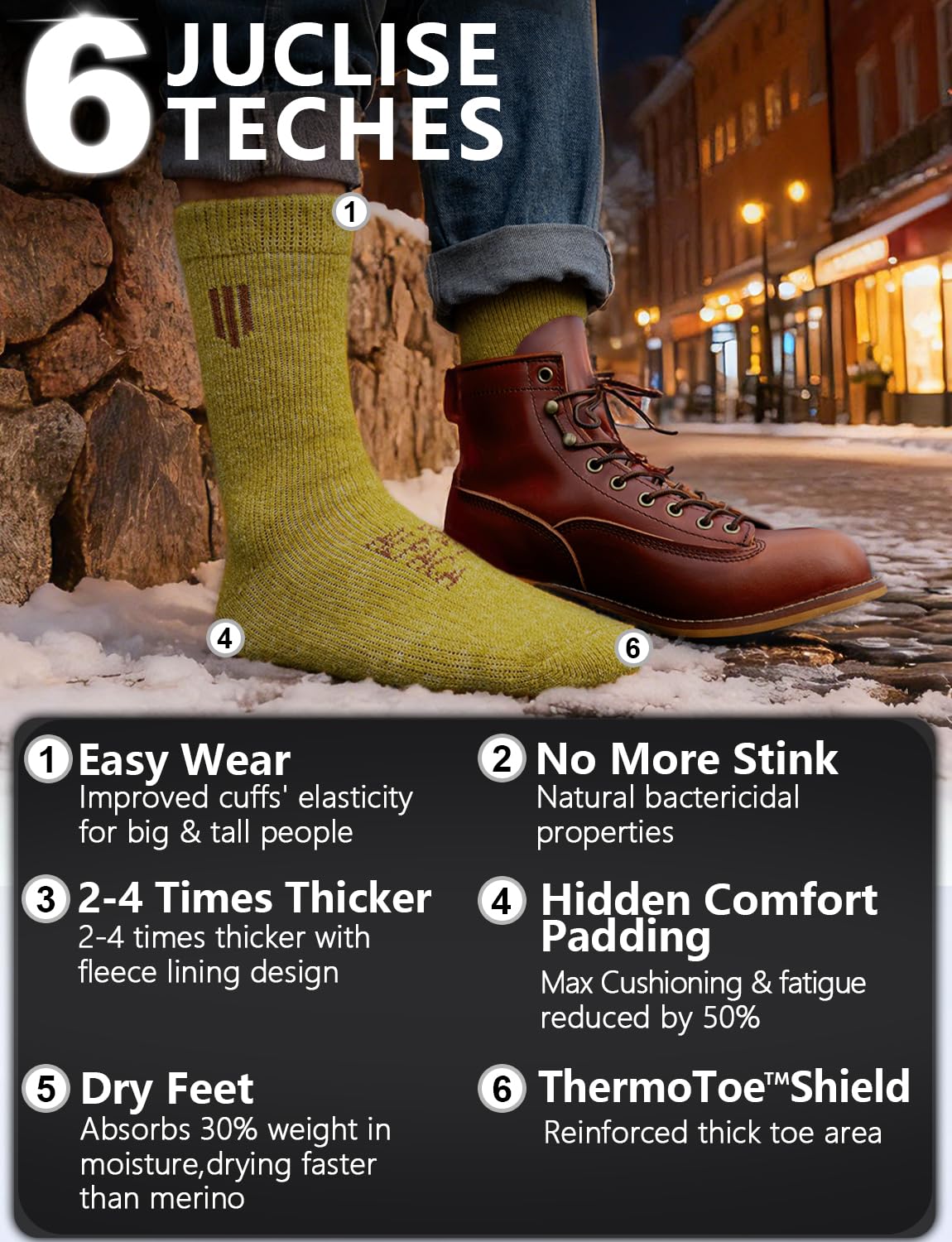 Juclise Calcetines de lana de alpaca para hombre y mujer, gruesos y térmicos para invierno, clima frío, caza, senderismo, absorben la humedad