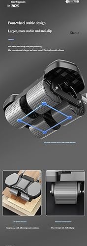 Miniatura 4 de Rodillo Ab de 3 ruedas con mango flexible, equipo de ejercicio básico, negro y gris