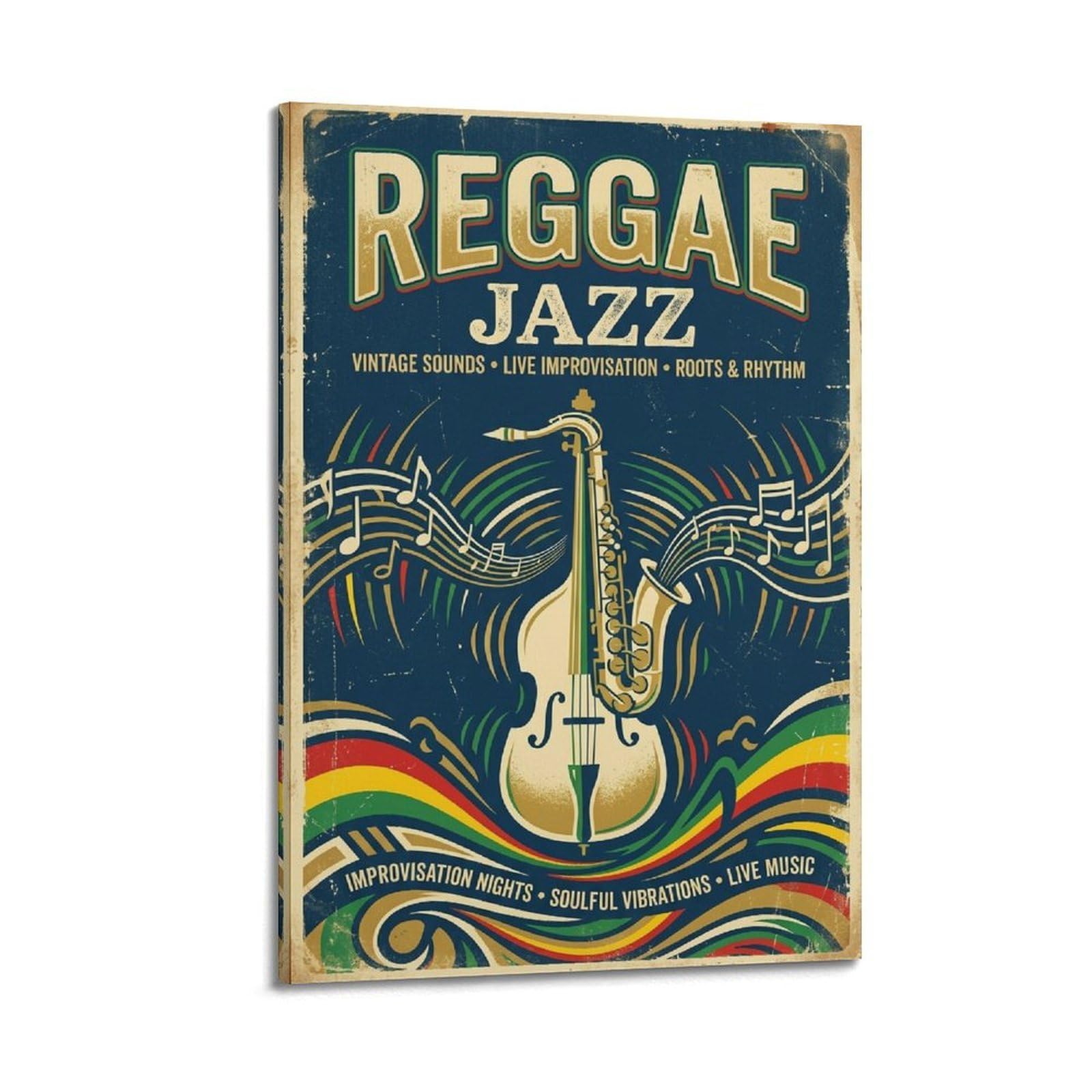 XKUGA Poster con stampa su tela con musica jazz reggae, sassofono violoncello, decorazione artistica da parete moderna, ideale per famiglia, grotta degli uomini, sala giochi, camera da letto di