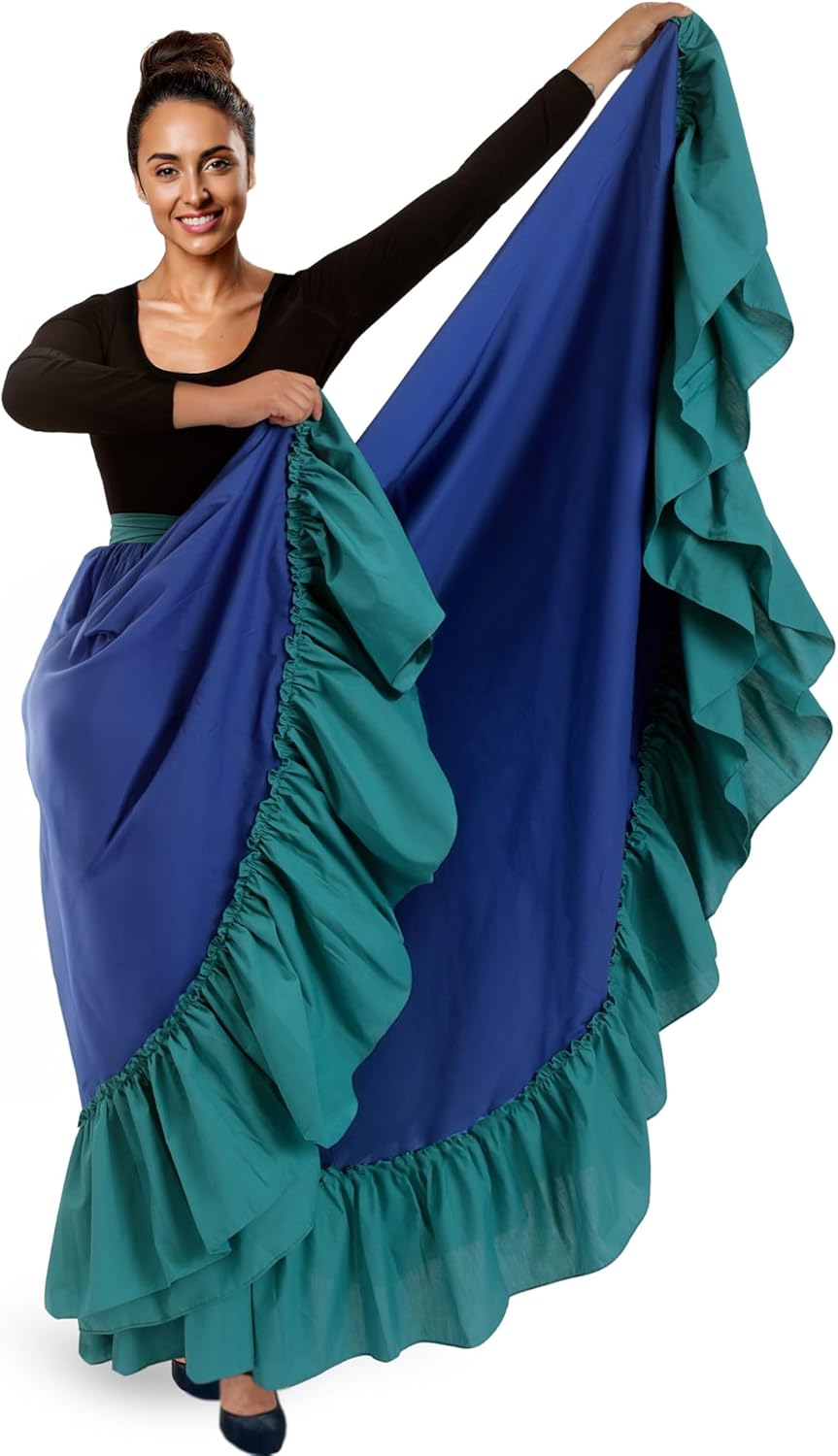 Adjustable Professional Dance Skirt | Folkloric Mexican Dance or Flamenco Dancing | Double Circle |