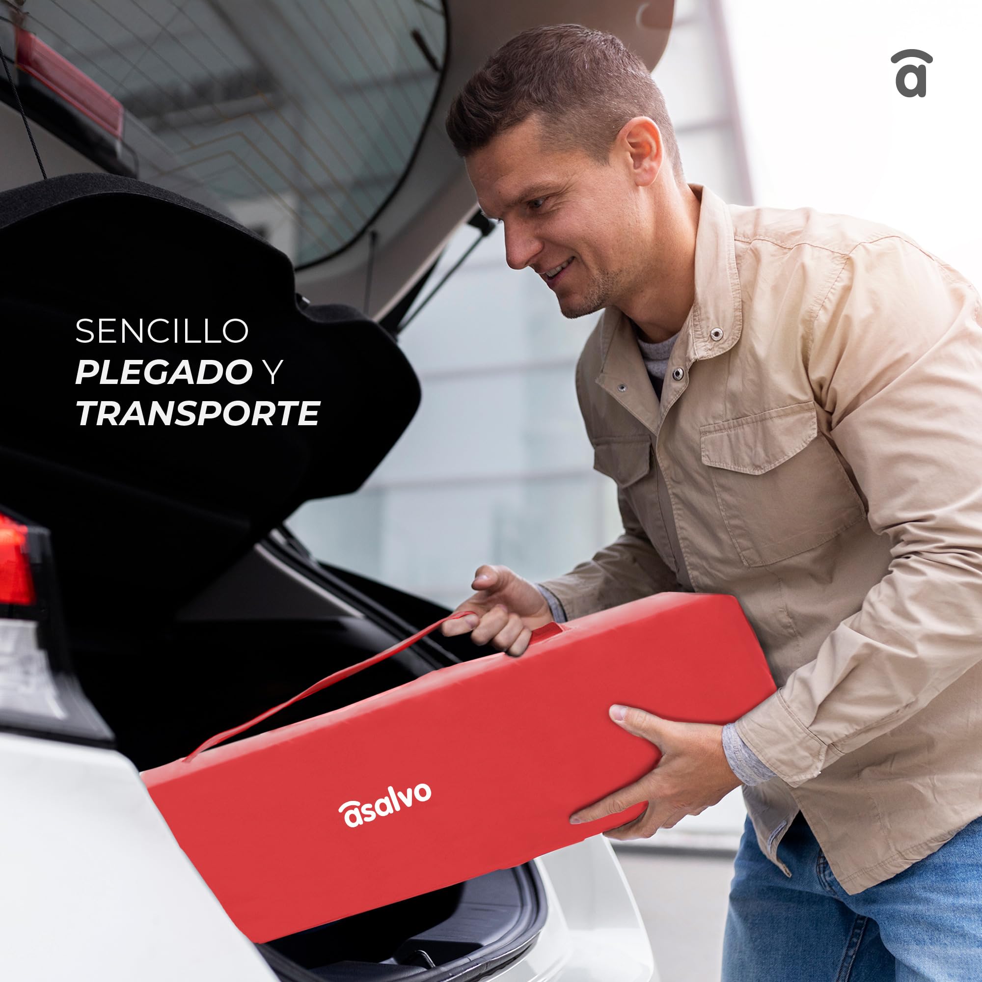 Parque Infantil ALUMINIUM 96x96 cm - Plegable, con Suelo Acolchado, Patas de Aluminio, Malla Transpirable y Bolsa de Transporte, Centro de Juegos Seguro para Bebés - Jungla de Colores Asalvo