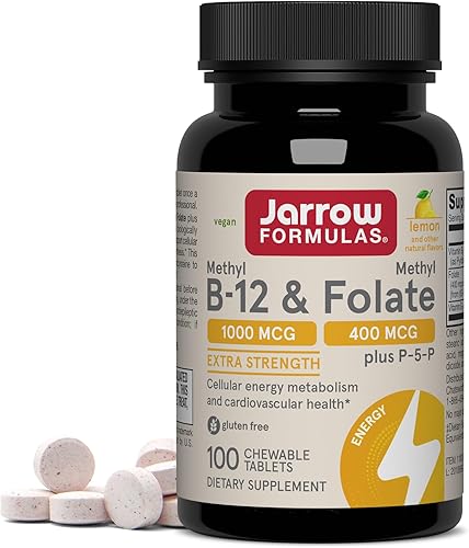 Pastillas de Metil B-12 / Folato de metilo y Piridoxal-5-fosfato (P-5-P) Jarrow Fórmulas, BMF14, 1, 1