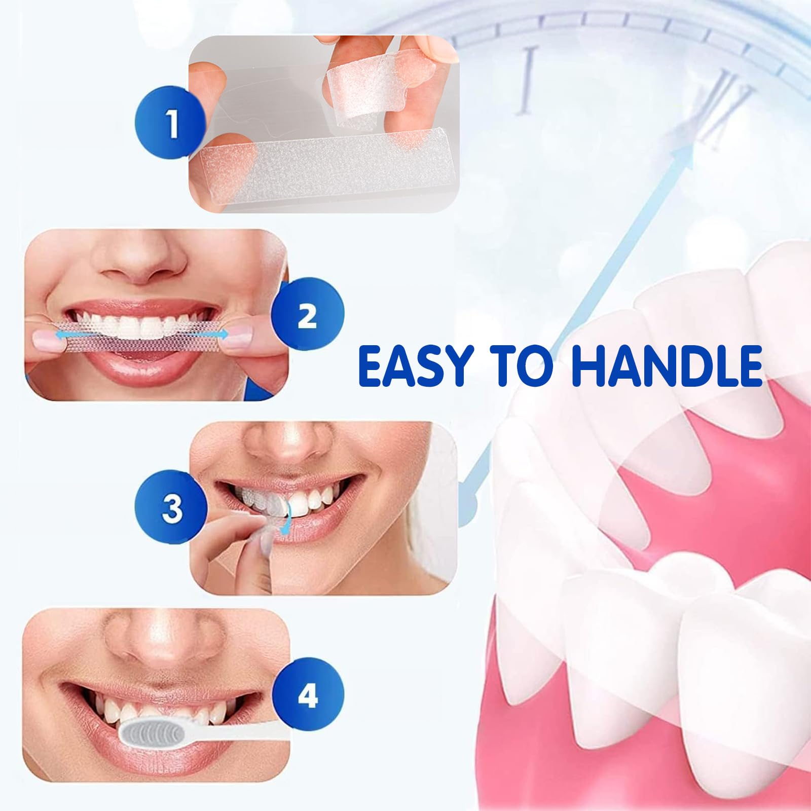 28 Strisce Sbiancanti Denti Professionali, Senza Teeth Sbiancamento Dei Denti, Whitening Strips per Sbiancamento Delicato, Facile Uso a Casa o in Viaggio