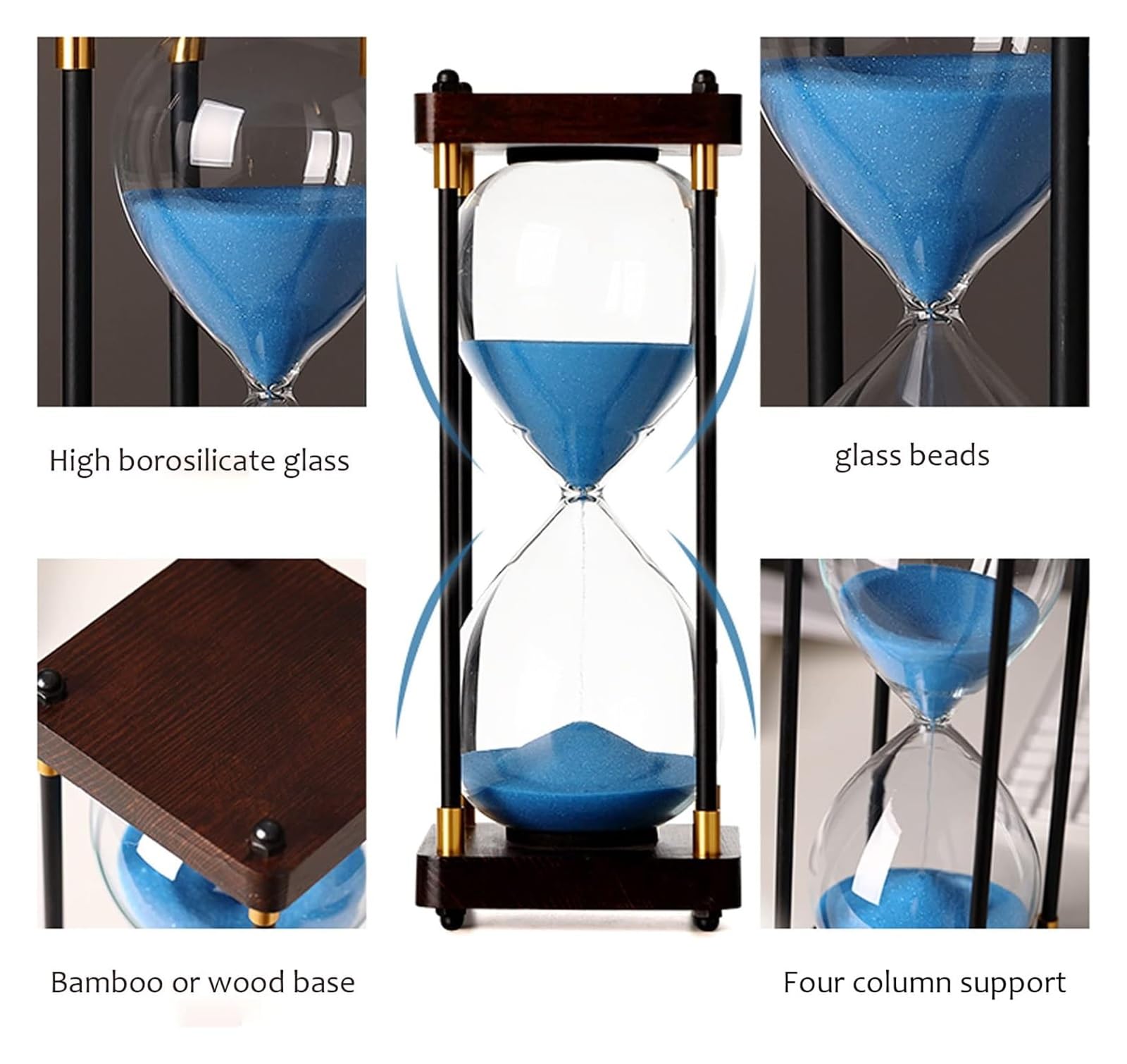 Sanduhr Timer Holzrahmen Sand Schwarz Holzrahmen Dekorative Sanduhr 60 Minuten Sanduhr Couchtisch Buch Schreibtisch Regal Schule