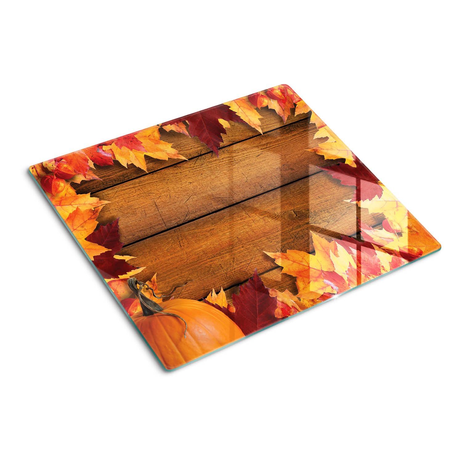 Worktop Saver 60x52 cm Non-Slip Feet Printed Bacteria-Resistant Polished Edges Stain Resistance Waterproof Rectangular Food Contact Heat Resistance Symmetrical - Leaves Wood
