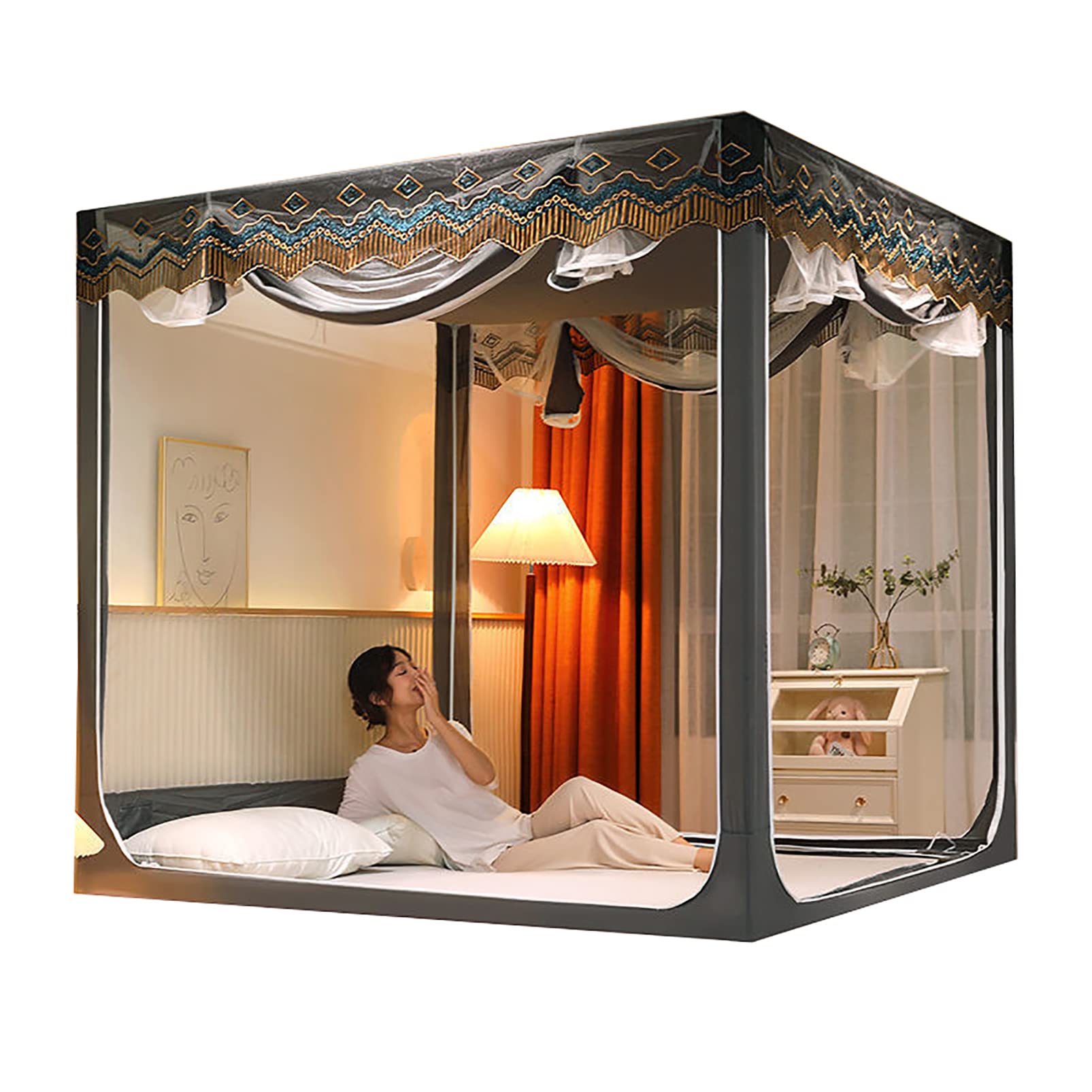 CUTTE Estate Zanzariera Letto Baldacchino Baldacchino 4 Angoli Piazza Zanzariera Letto Tenda Privacy Spazio per Full Queen King Size