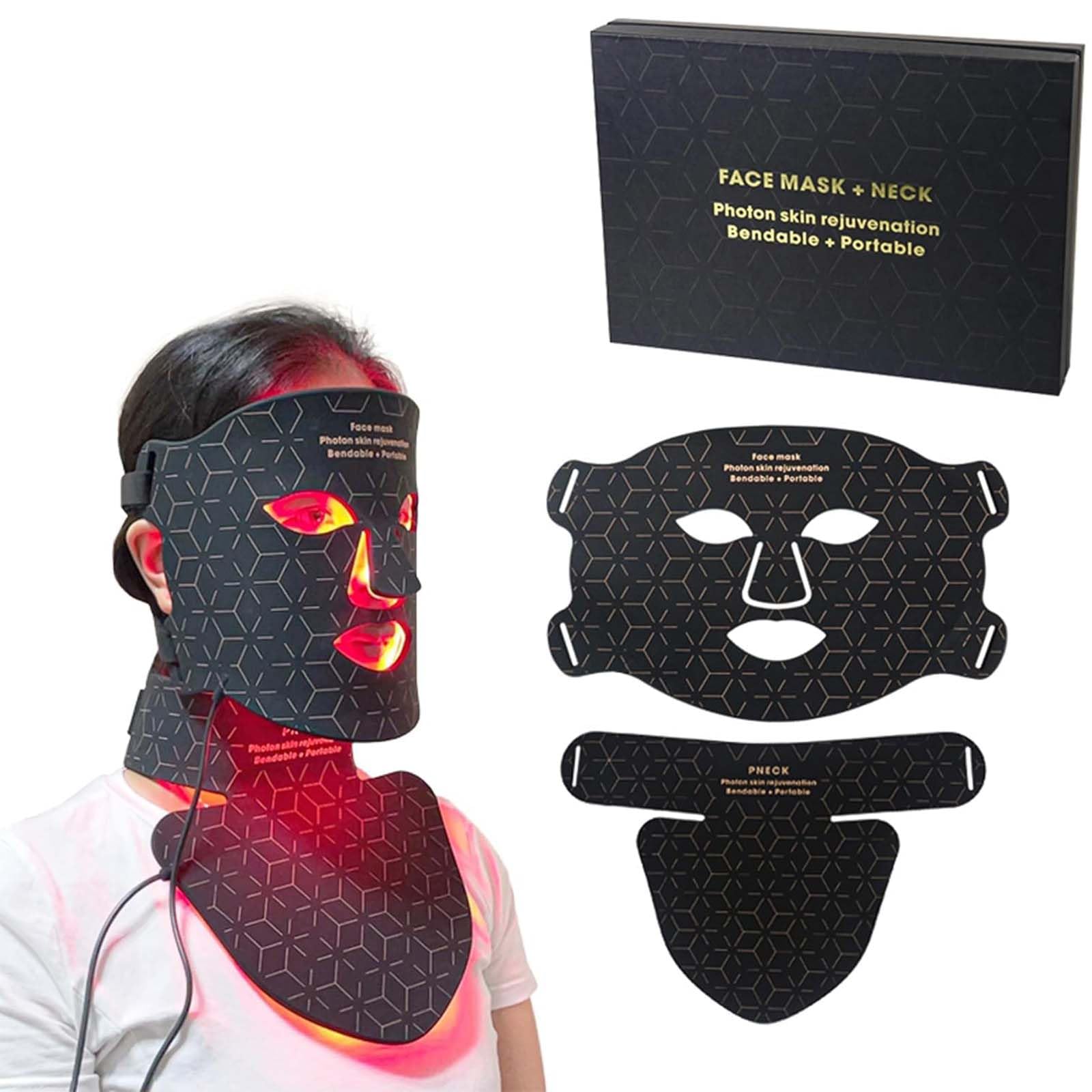 Máscara facial de rejuvenecimiento de fotones para fototerapia, instrumento infrarrojo cercano, espectro LED, máscara facial para el cuello, belleza, hogar, conveniente, suaviza las arrugas finas,
