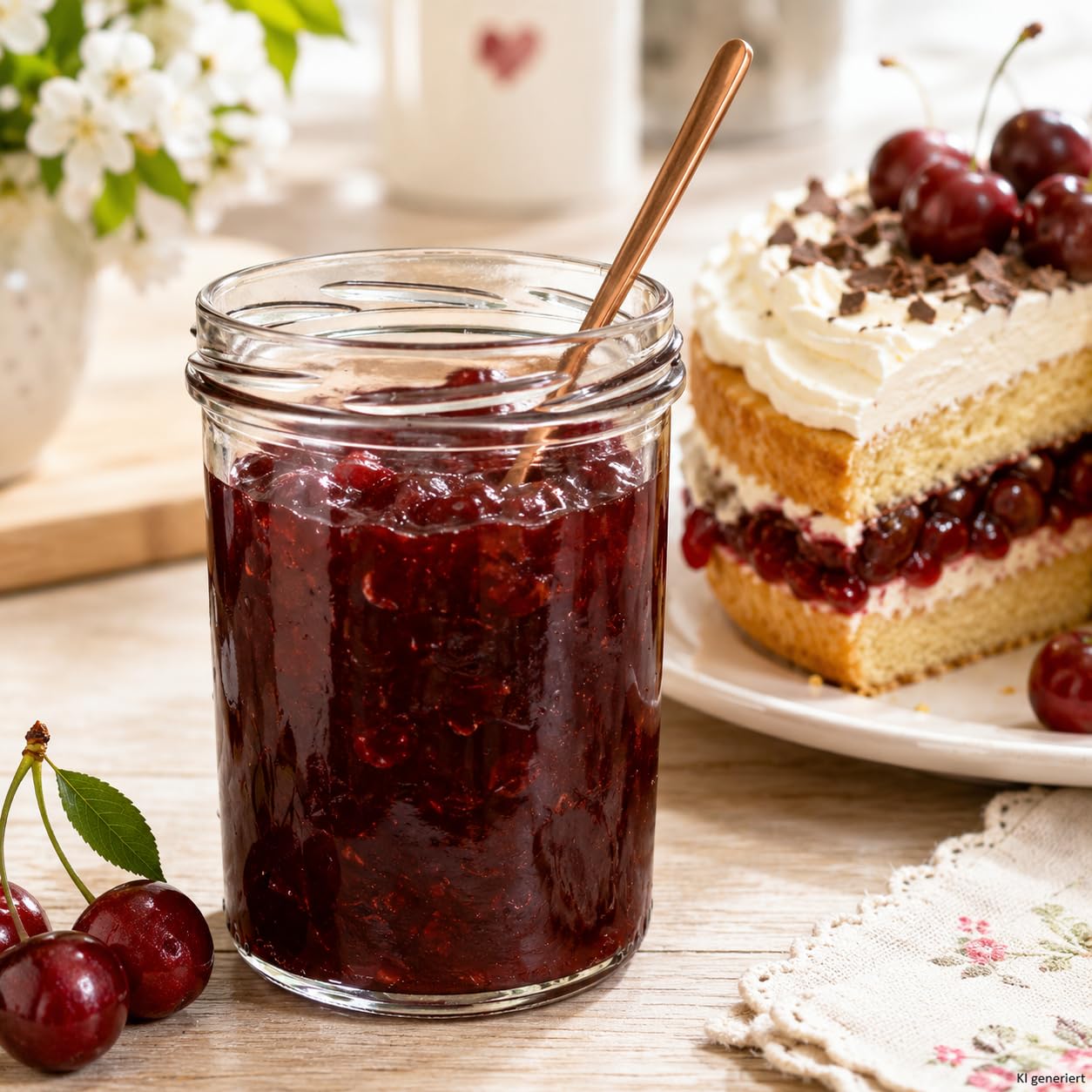 Set di 48 barattoli in vetro da 435 ml per conserva, con tappi To 82 rosso a scacchi, quaderno per ricette incluso