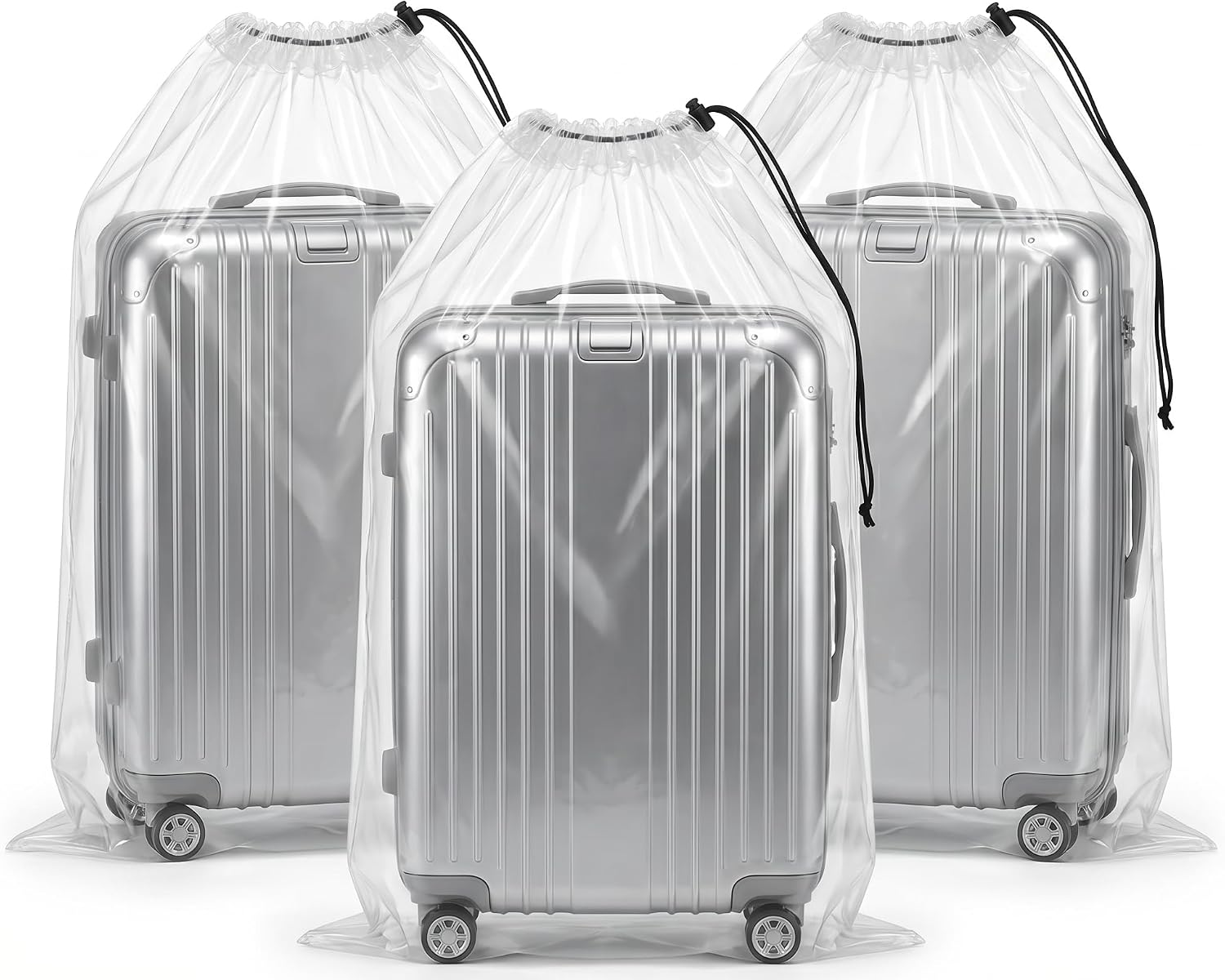 3 Pack Extra Large Clear Drawstring Plastic Bags, 59 x 47 Inch Storage Bags Luggage Suitcase Dustproof Reusable Organizer Dust Covers