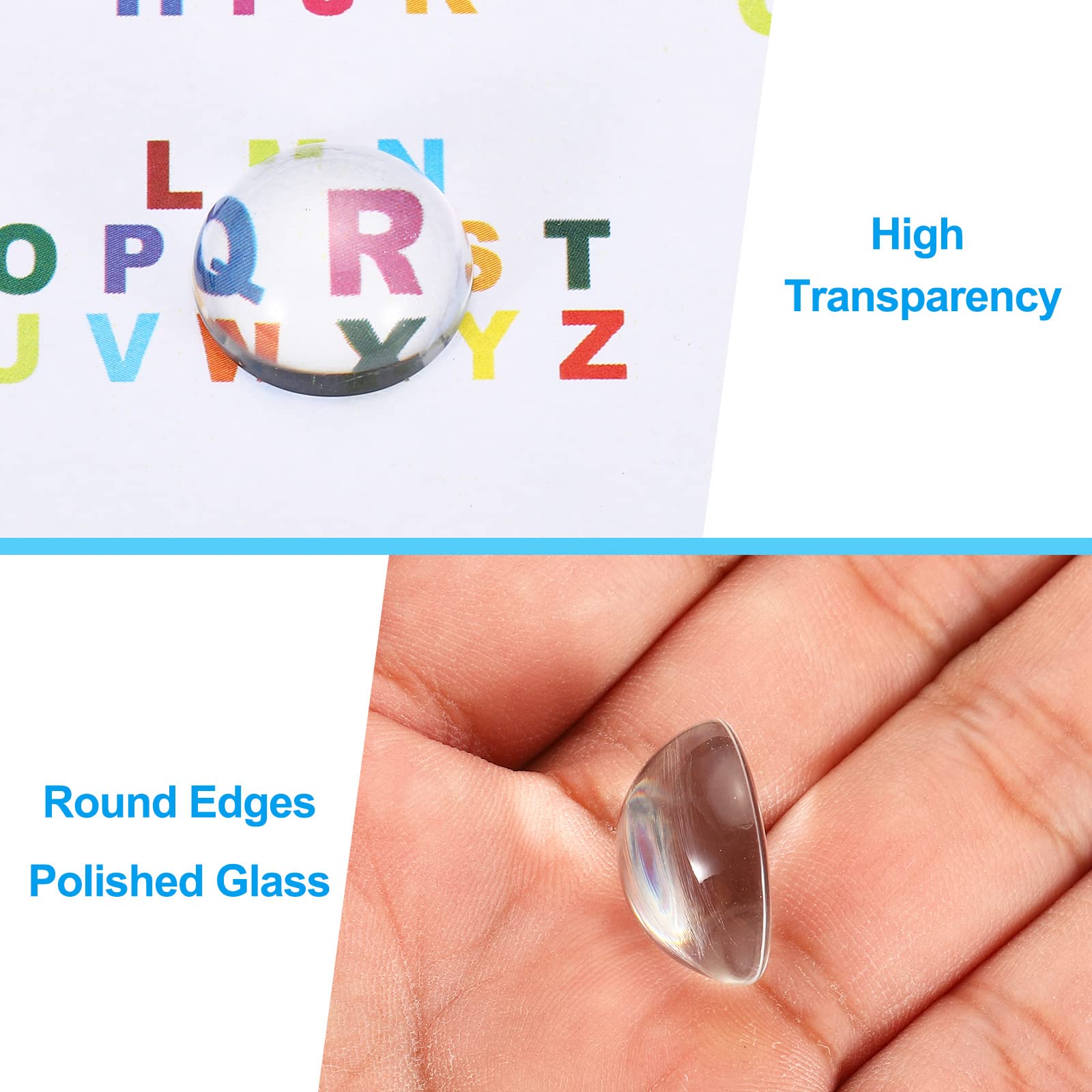 PATIKIL Przezroczyste szklane kaboszony, 100 szt. 8 mm grubsze okrągłe szklane płytki kopułkowe do tworzenia biżuterii, przezroczyste, 6mm, Szkło