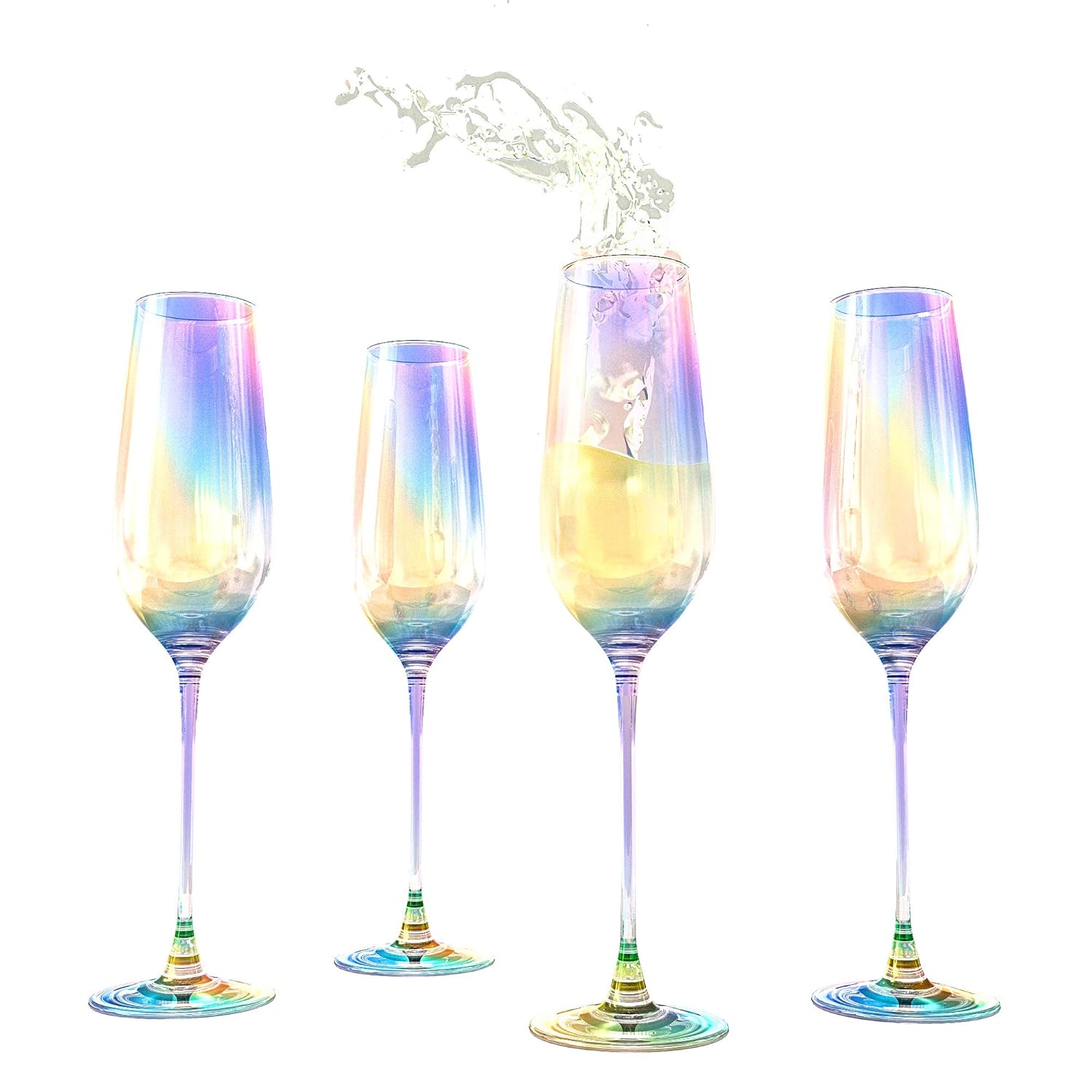 Buy Champagne Flutes Glasses Set of 4 Lustre Iridescent Glasses The
