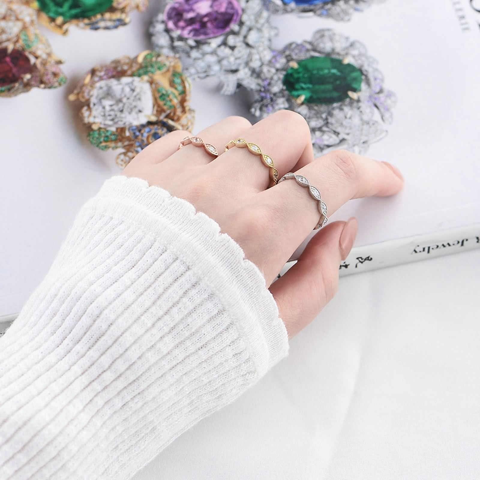 Anillo para mujer, anillo para mujer, dedo índice, infinito, con diamante, oro blanco de 9 quilates, talla 56 (17,8)