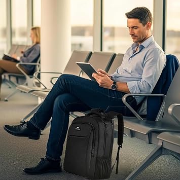 MATEIN Travel Laptop Backpack, Work Bag Lightweight Laptop Bag, Dark Black